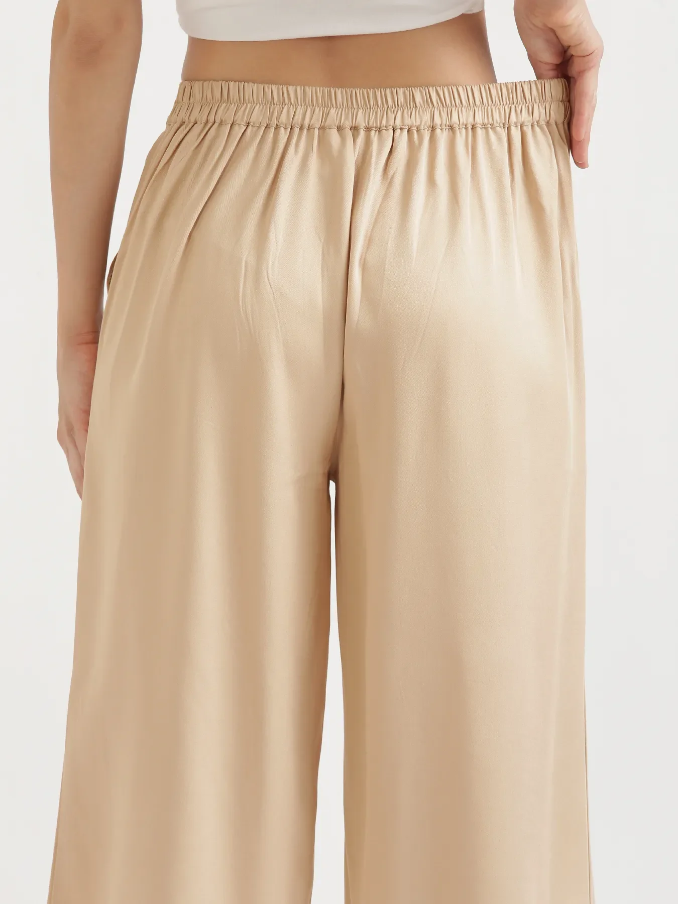 Women Beige Viscose Palazzo Pant - Image 10
