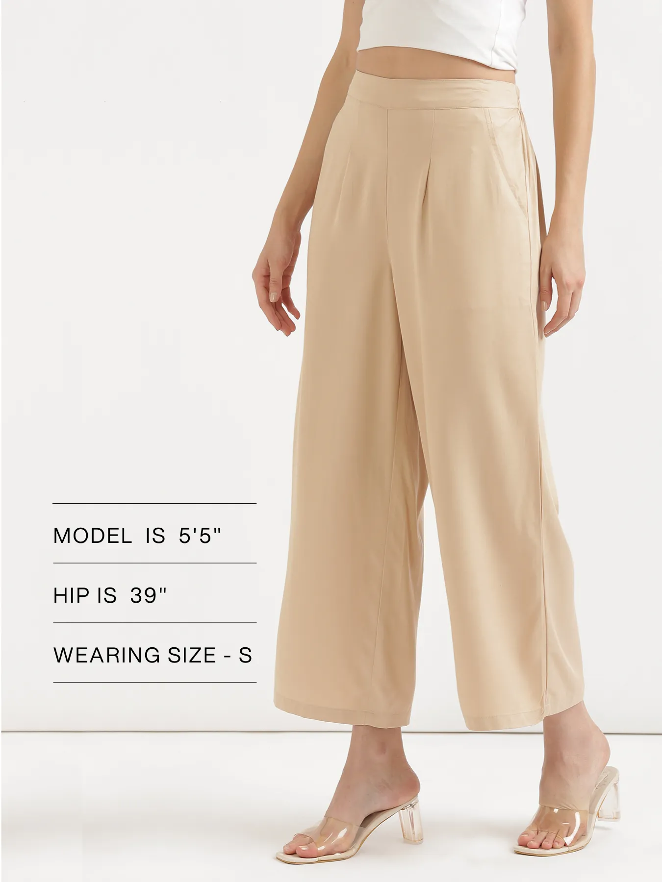 Women Beige Viscose Palazzo Pant - Image 14