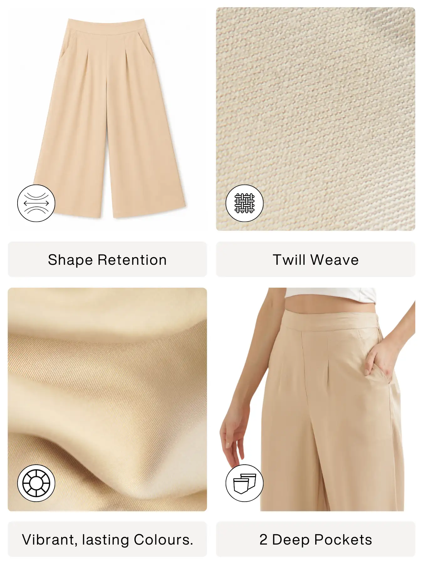 Women Beige Viscose Palazzo Pant - Image 2