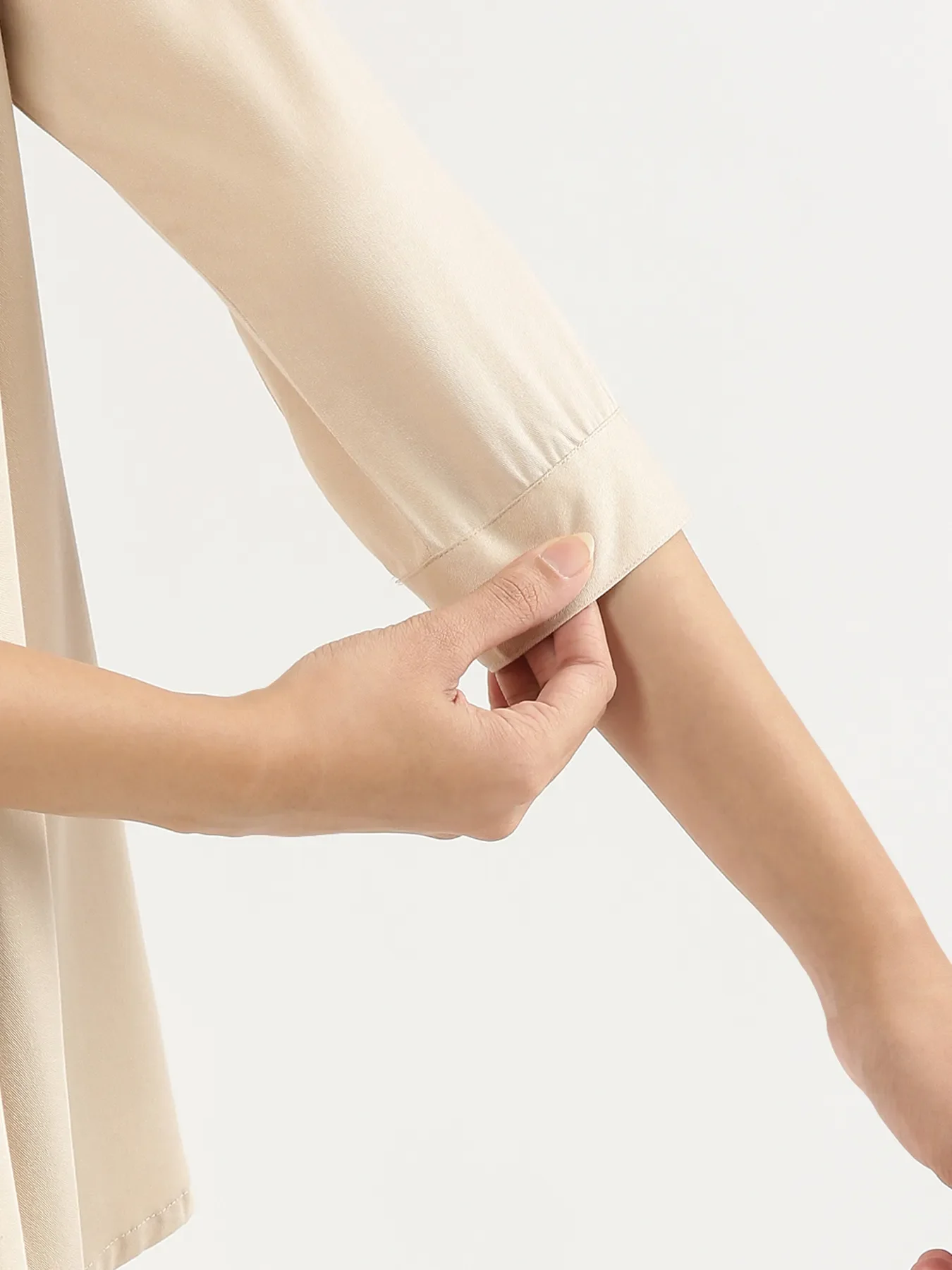 Women Beige Viscose Pleated Top - Image 8