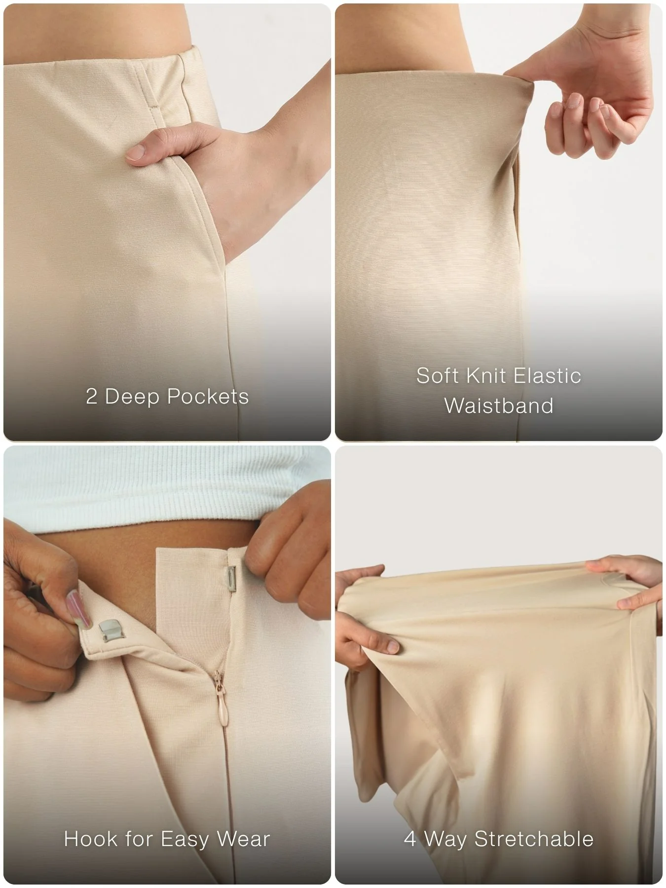 Women Beige Wide Leg Pants - Image 2