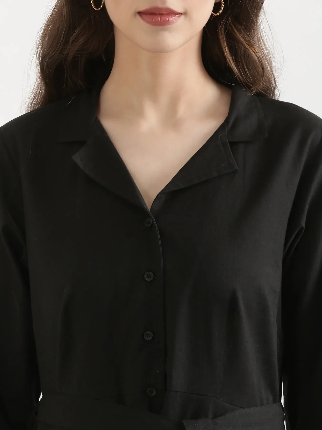 Women Black Airy Linen Flared Dress - Image 11