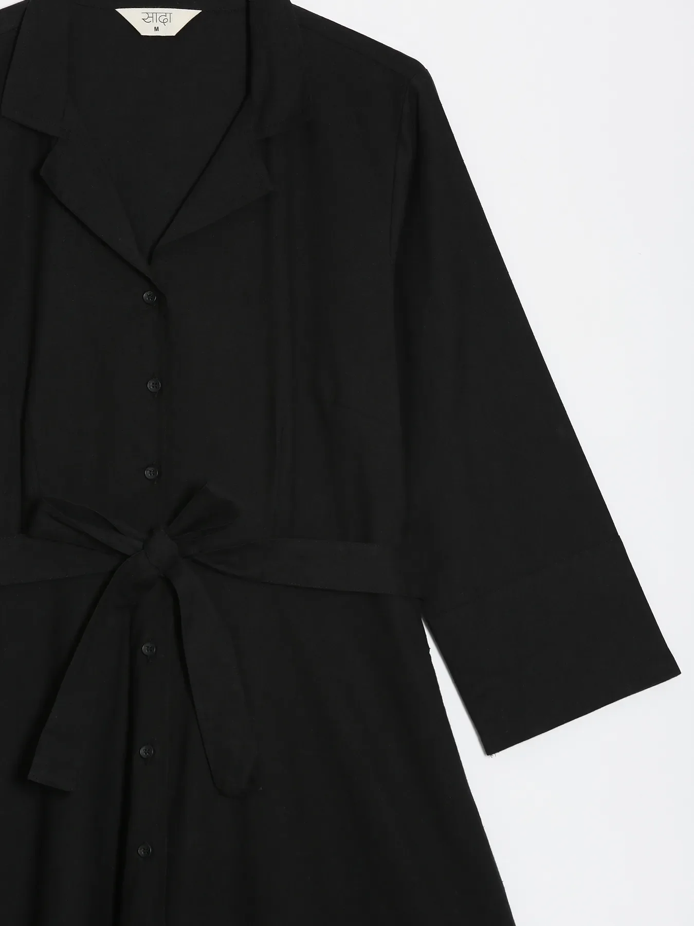 Women Black Airy Linen Flared Dress - Image 16