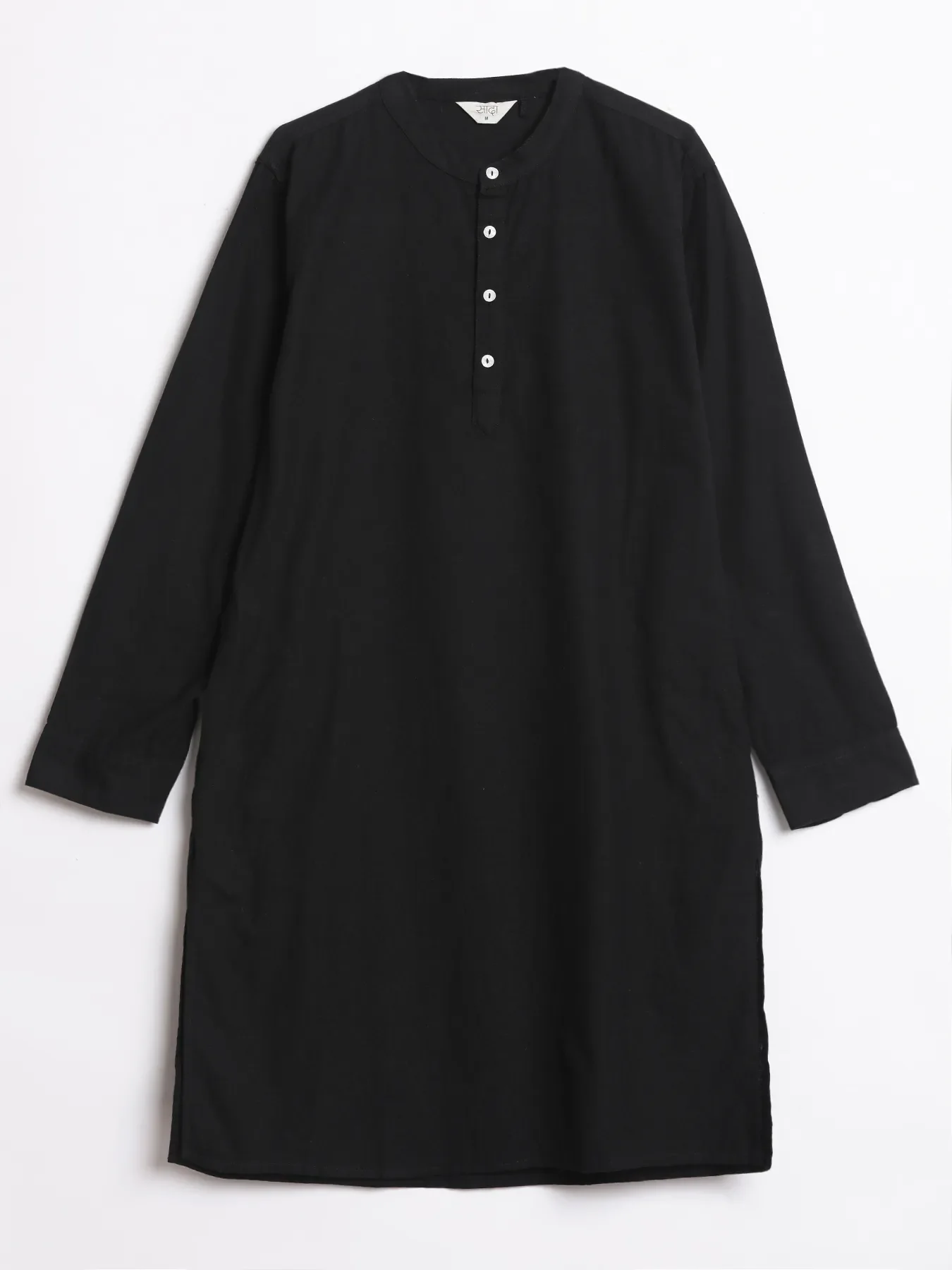 Men Black Airy Linen Long Kurta - Image 15