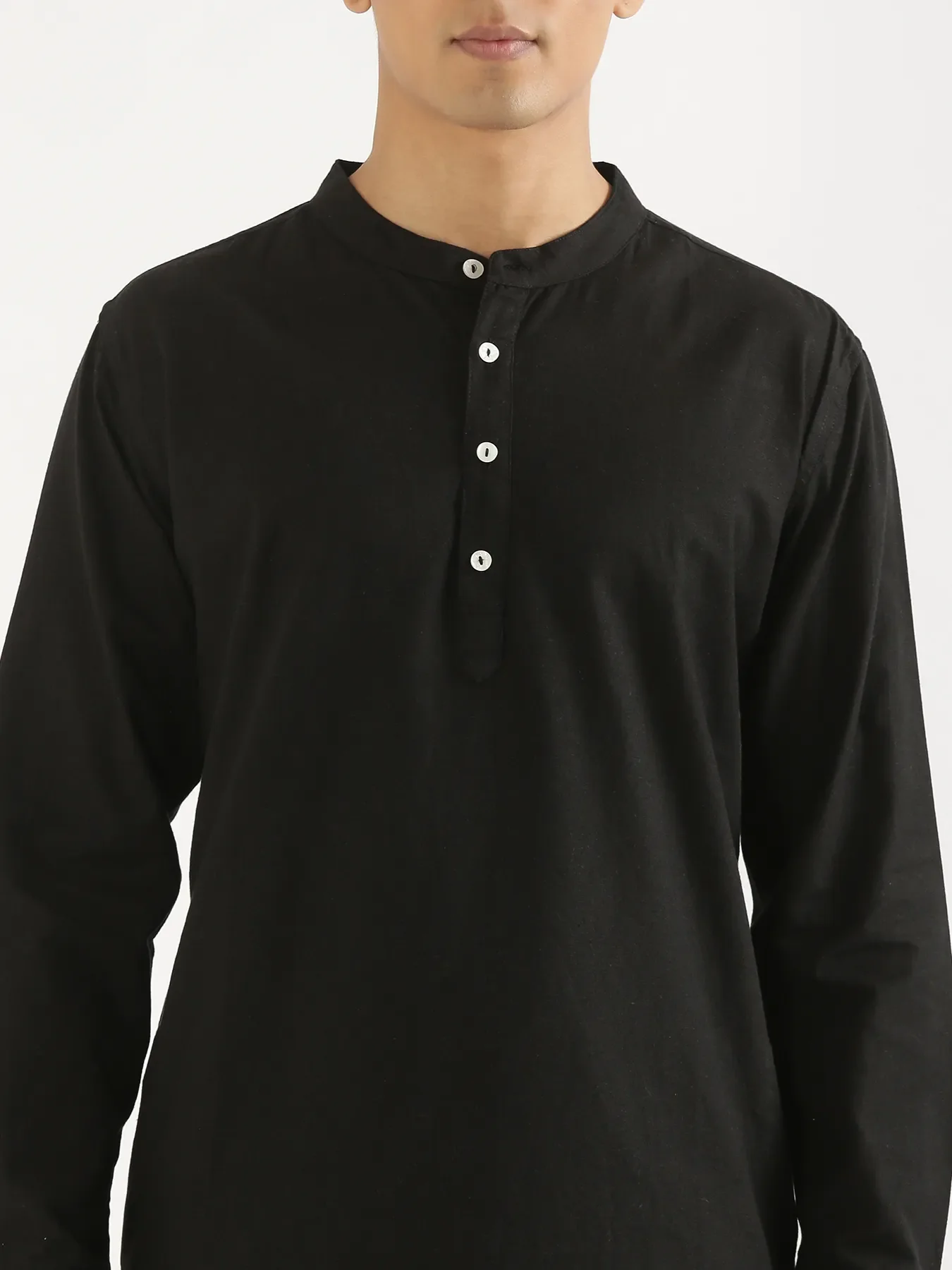 Men Black Airy Linen Long Kurta - Image 6