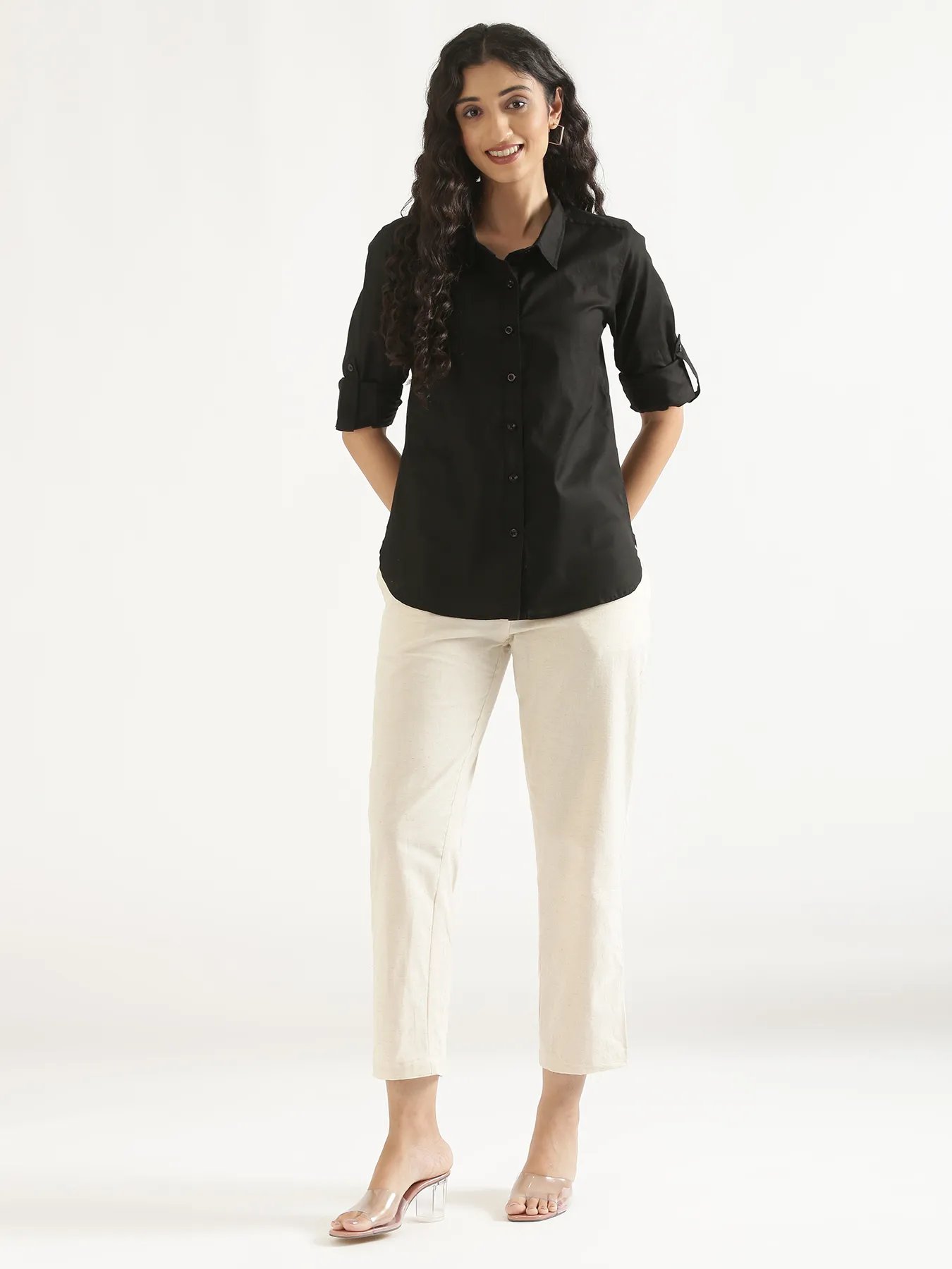 Women Black Airy-Linen Shirt - Image 10