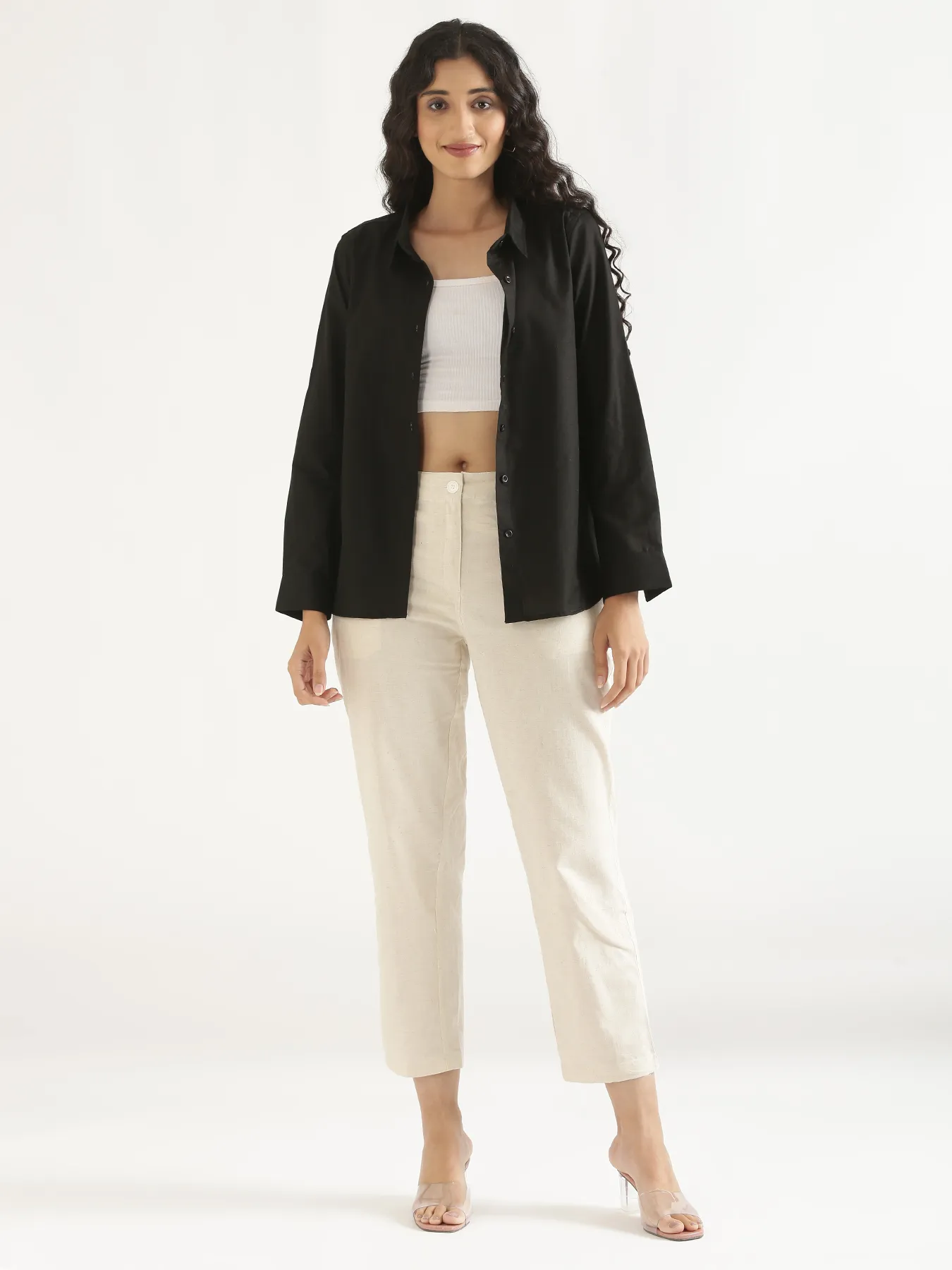 Women Black Airy-Linen Shirt - Image 11