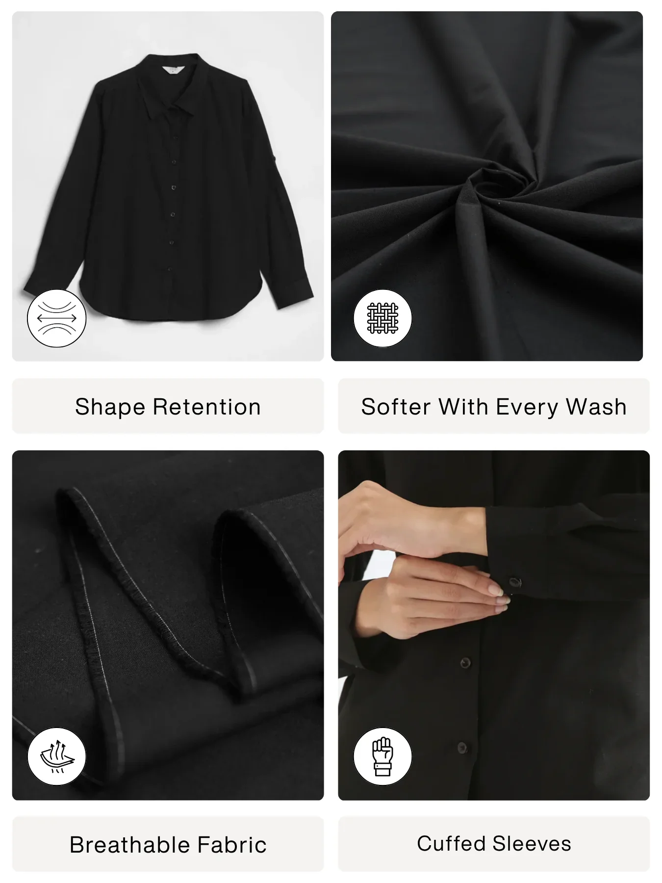 Women Black Airy-Linen Shirt - Image 2
