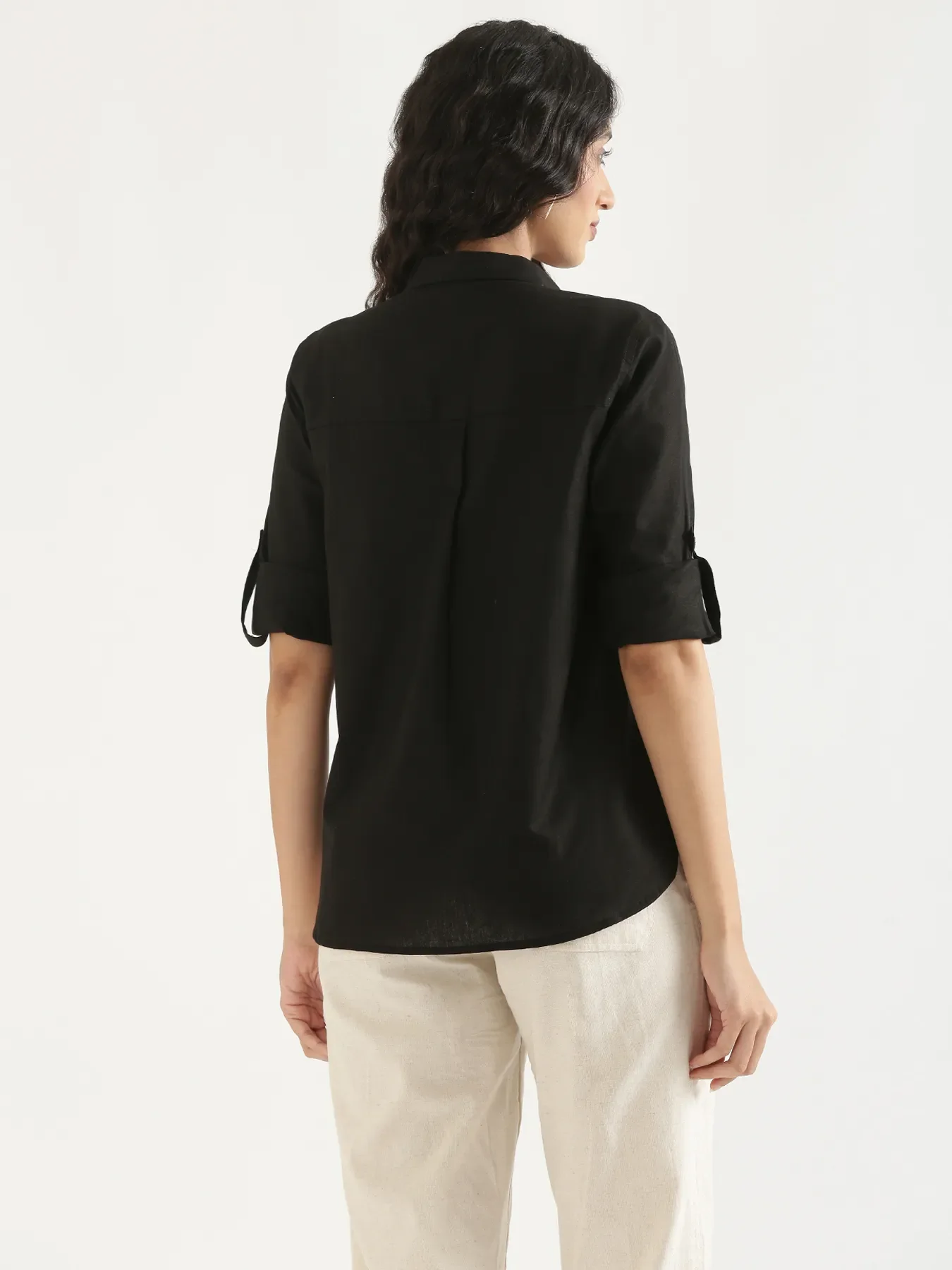 Women Black Airy-Linen Shirt - Image 5