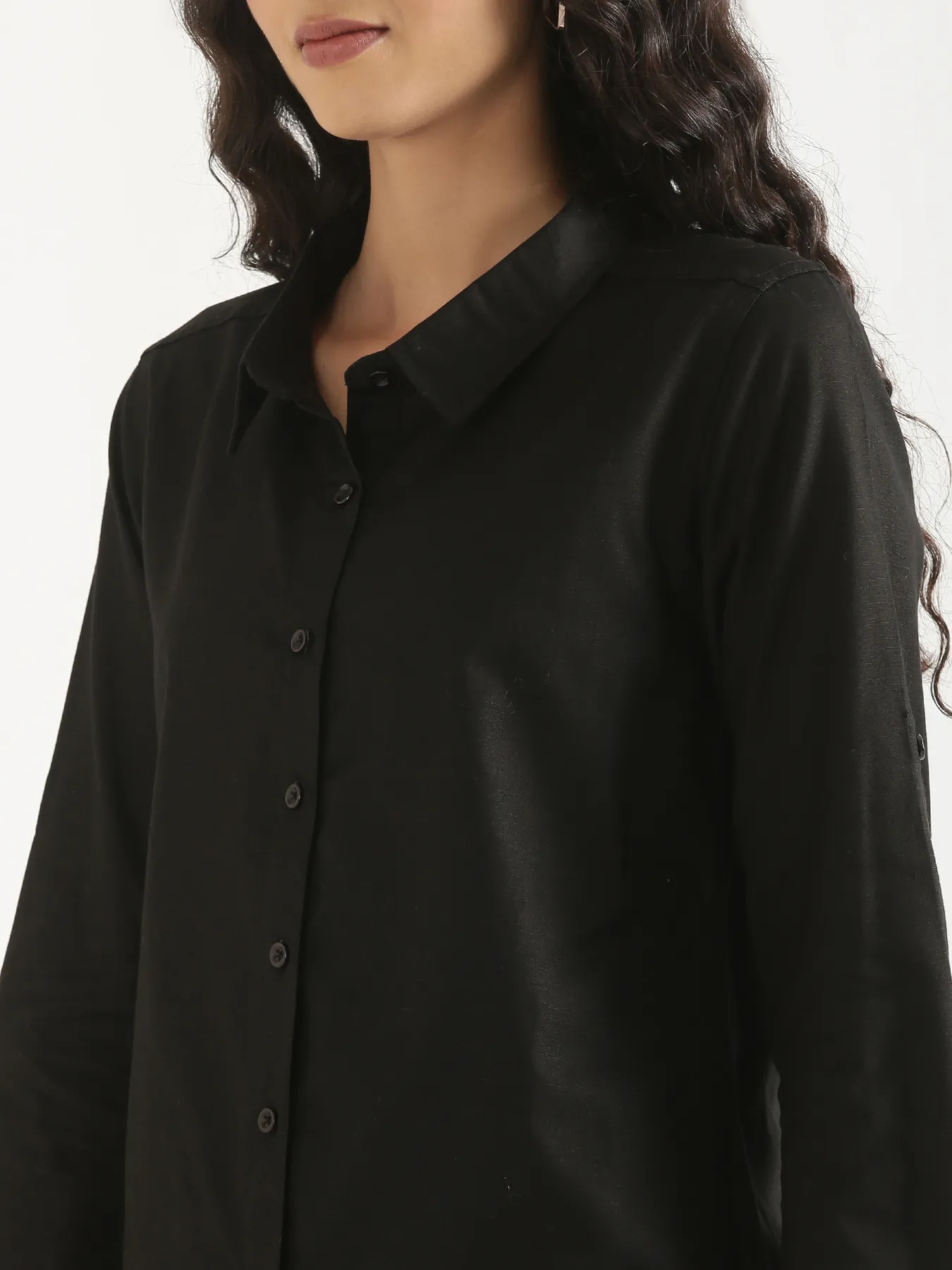 Women Black Airy-Linen Shirt - Image 7