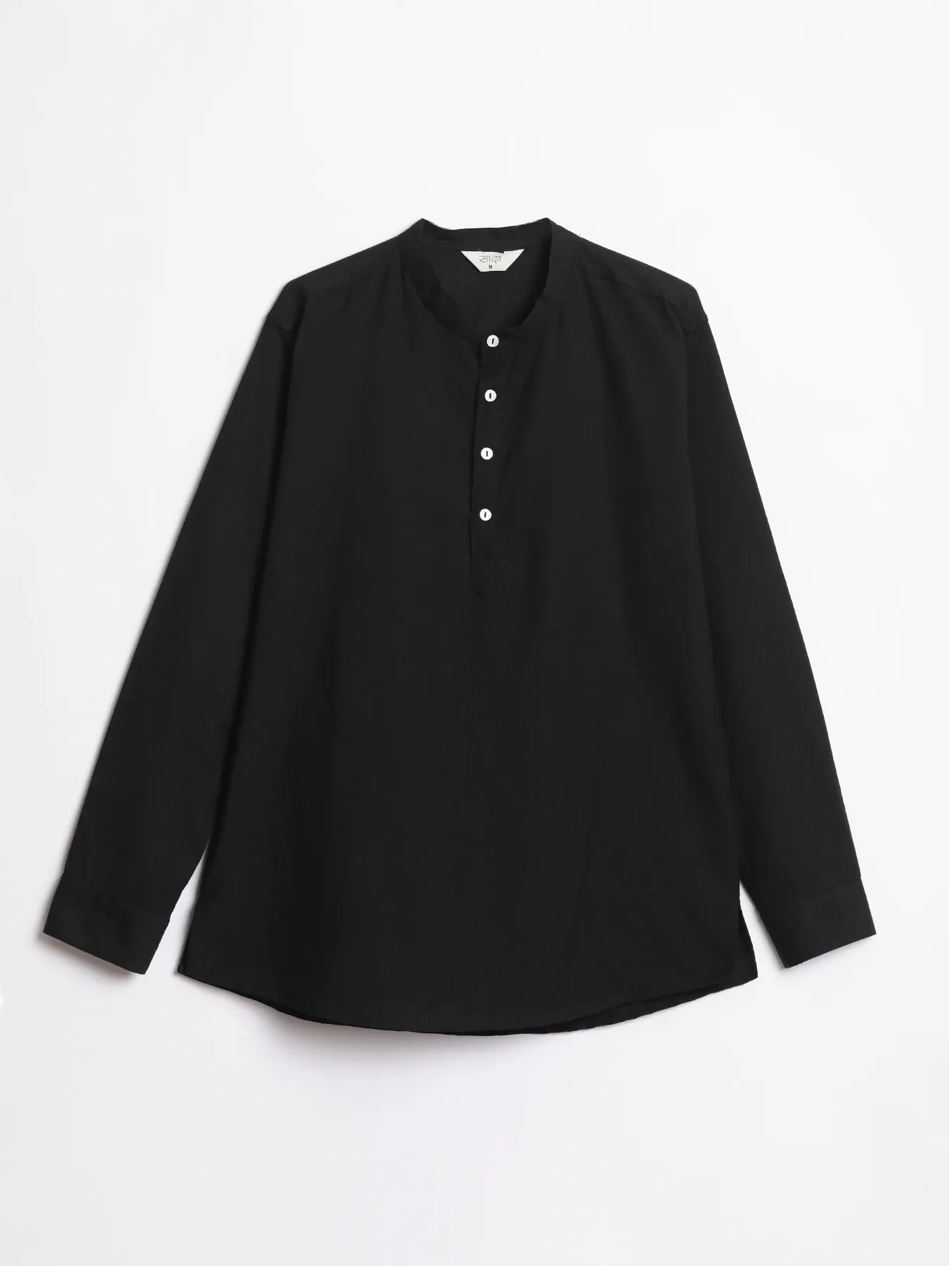 Men Black Airy Linen Short Kurta - Image 13