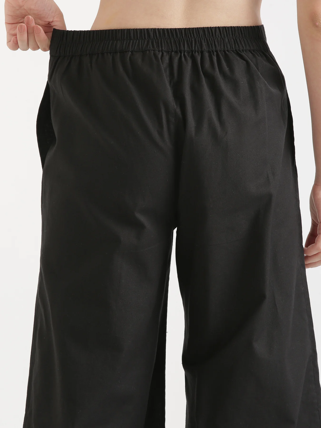 Women Black Airy Linen Wide Leg Pant - Image 13