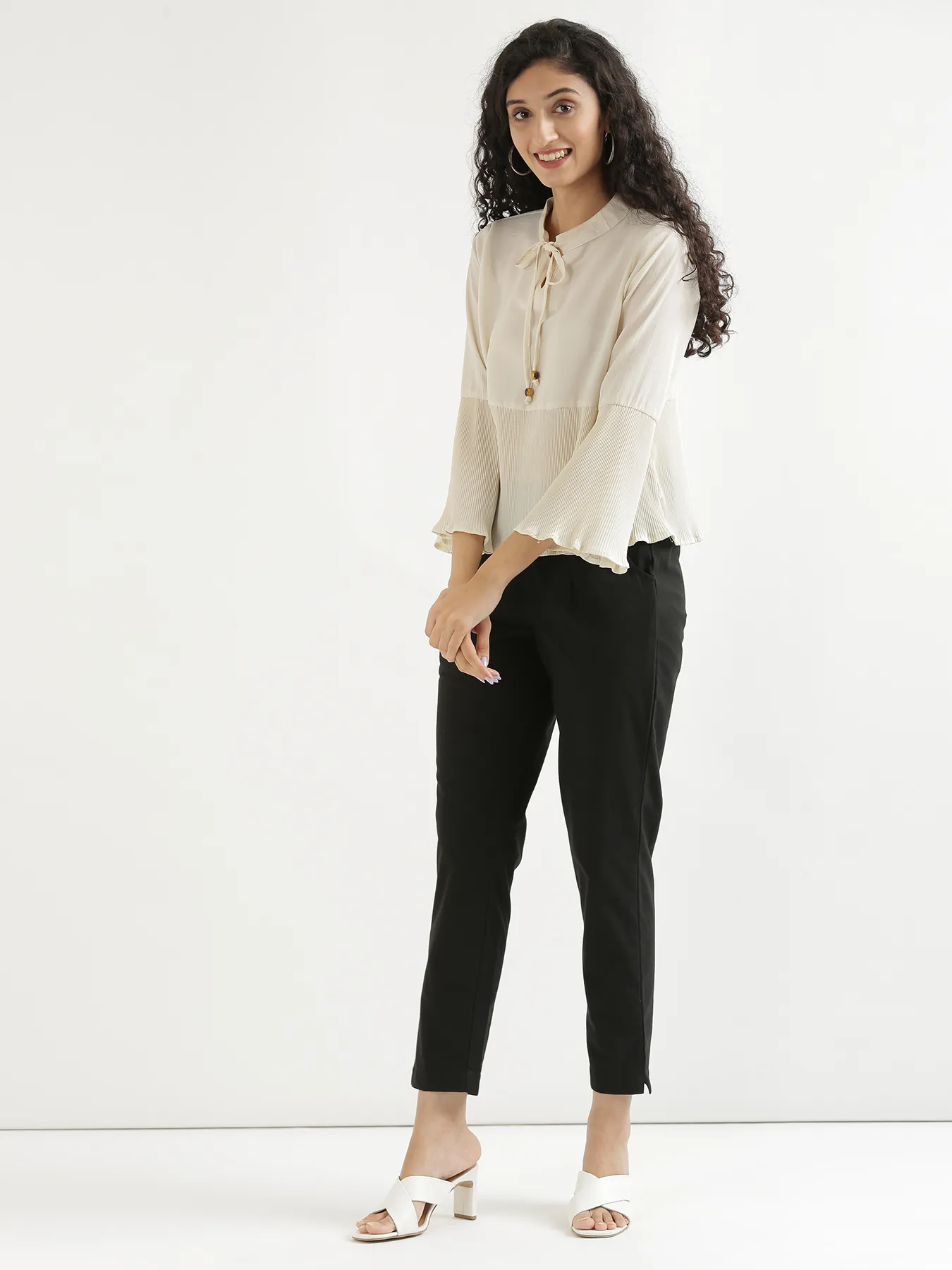 Women Black Cotton Pant - Image 3