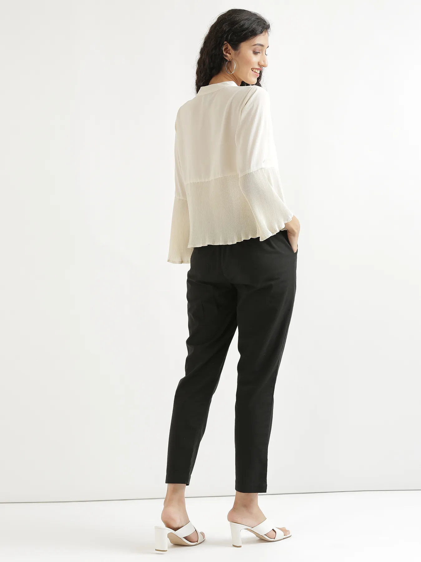Women Black Cotton Pant - Image 9