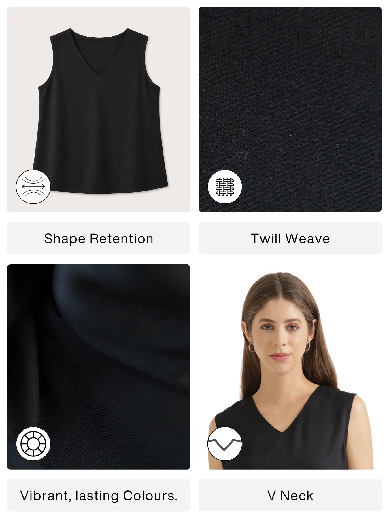 Women Black V-Neck Sleeveless Top - Image 2