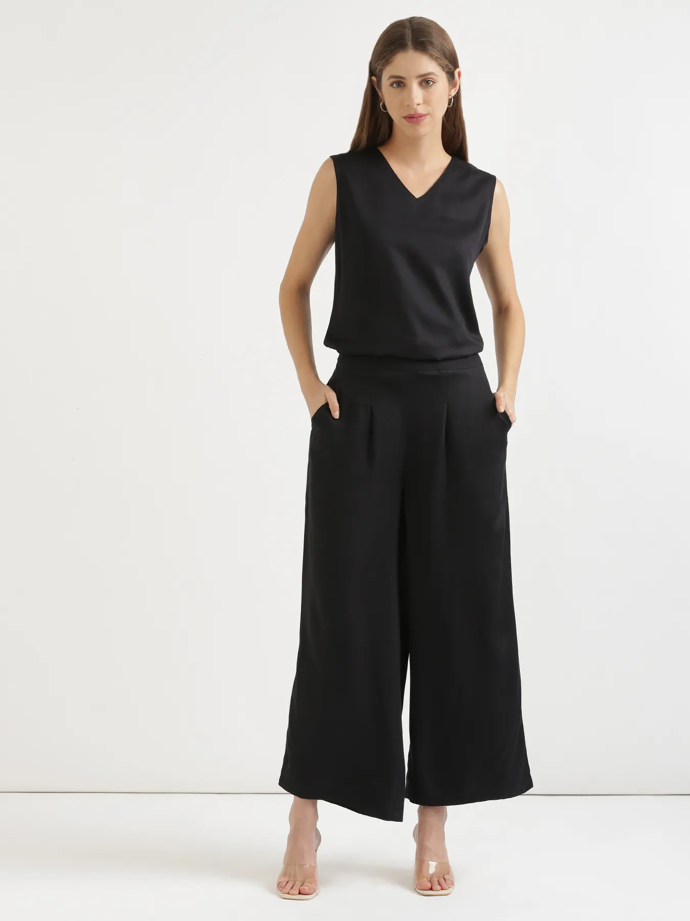 Women Black Viscose Palazzo Pant - Image 11