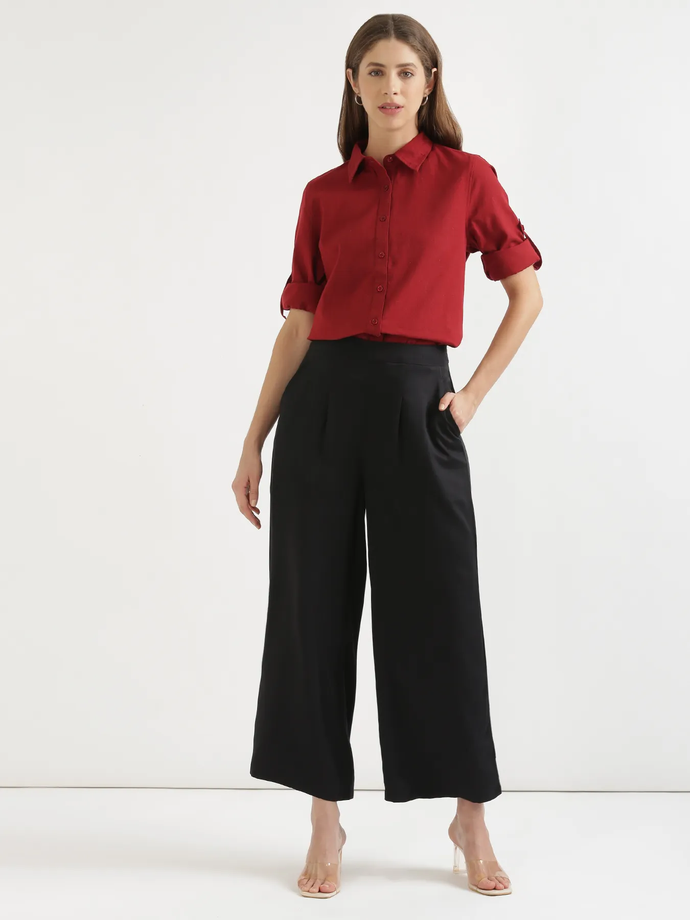 Women Black Viscose Palazzo Pant - Image 3