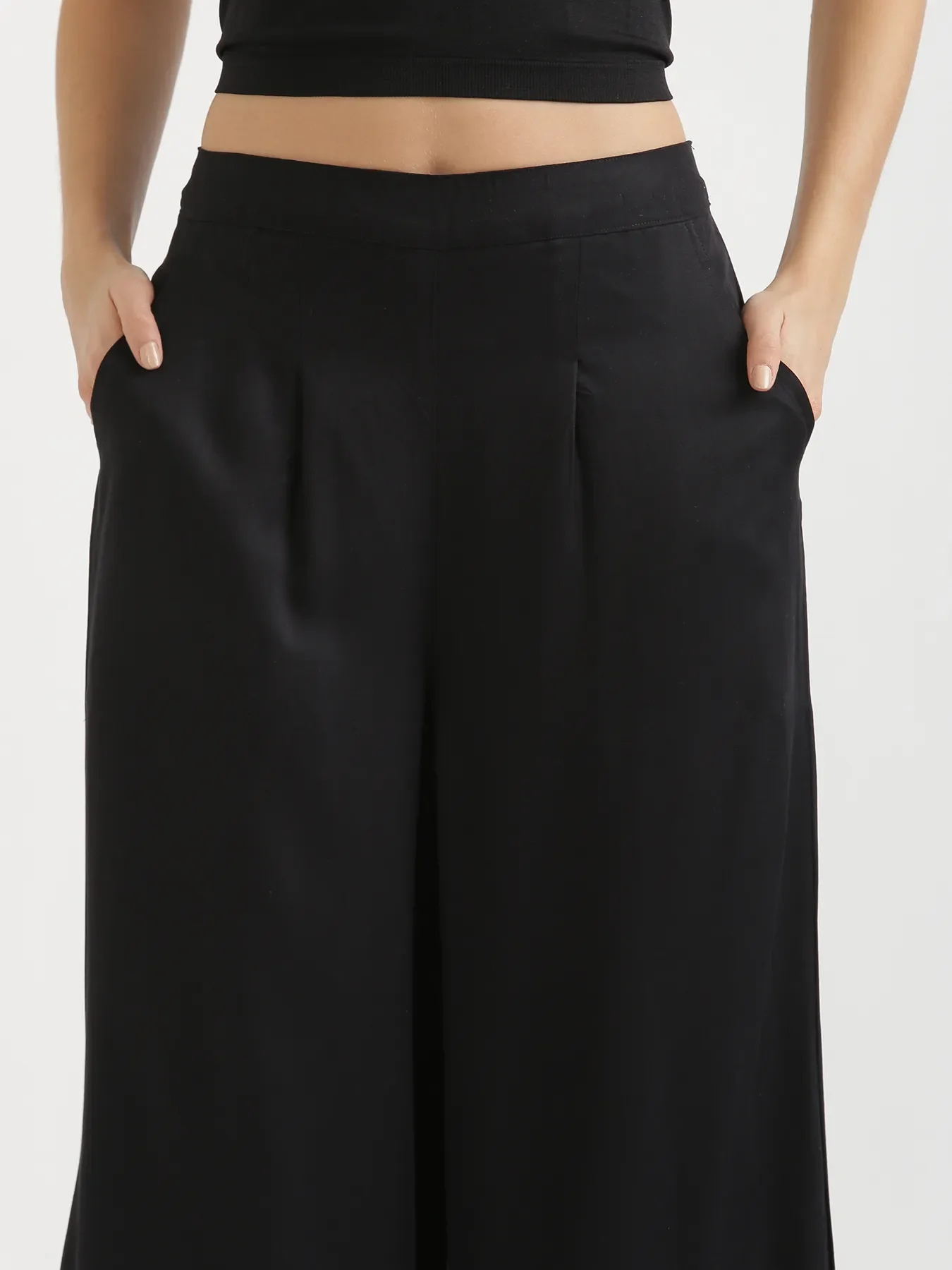 Women Black Viscose Palazzo Pant - Image 5