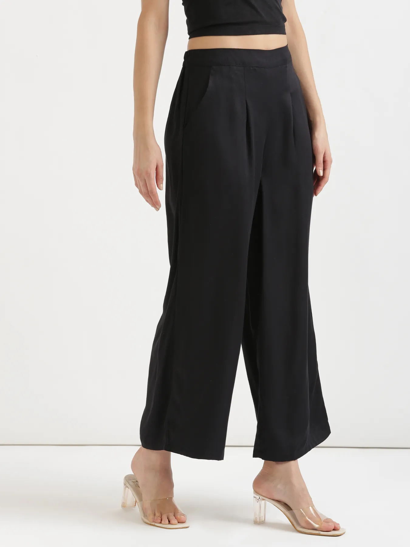 Women Black Viscose Palazzo Pant - Image 8