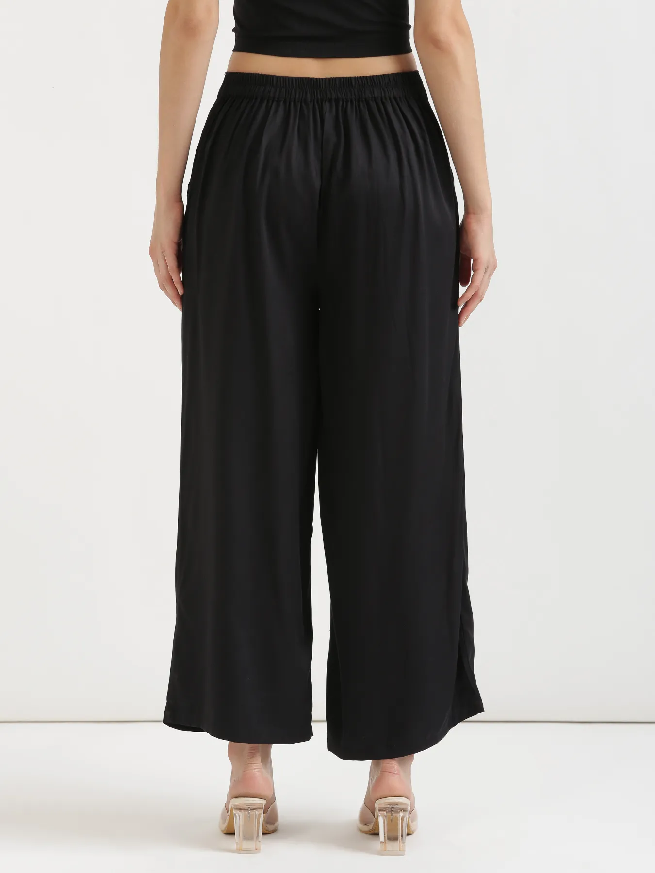 Women Black Viscose Palazzo Pant - Image 9