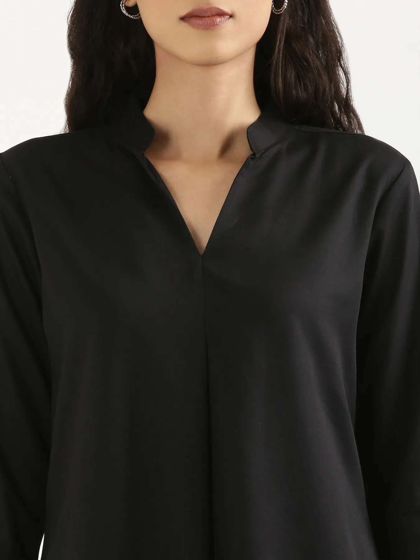 Women Black Viscose Pleated Top - Image 6