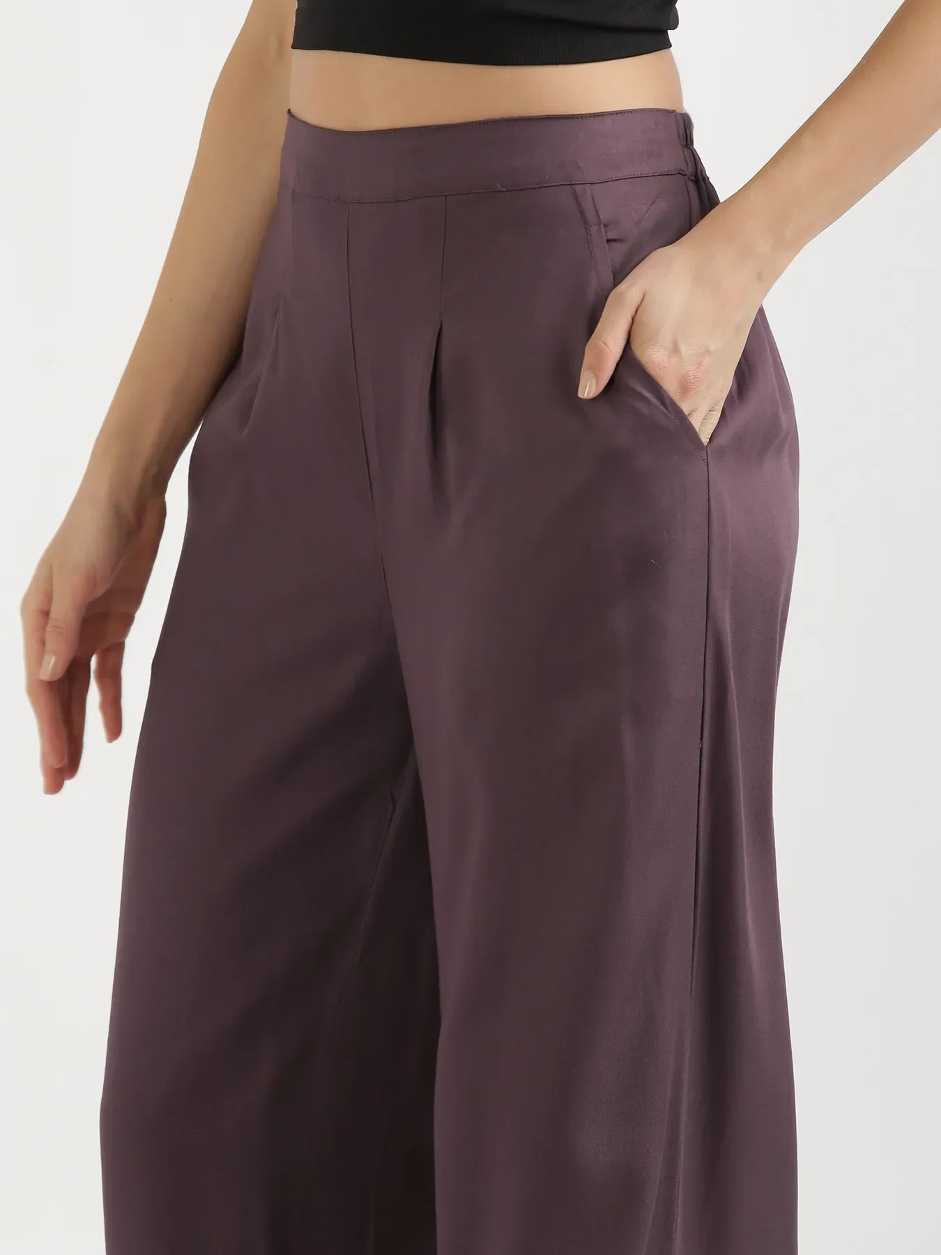 Women Brinjal Viscose Palazzo Pant - Image 6