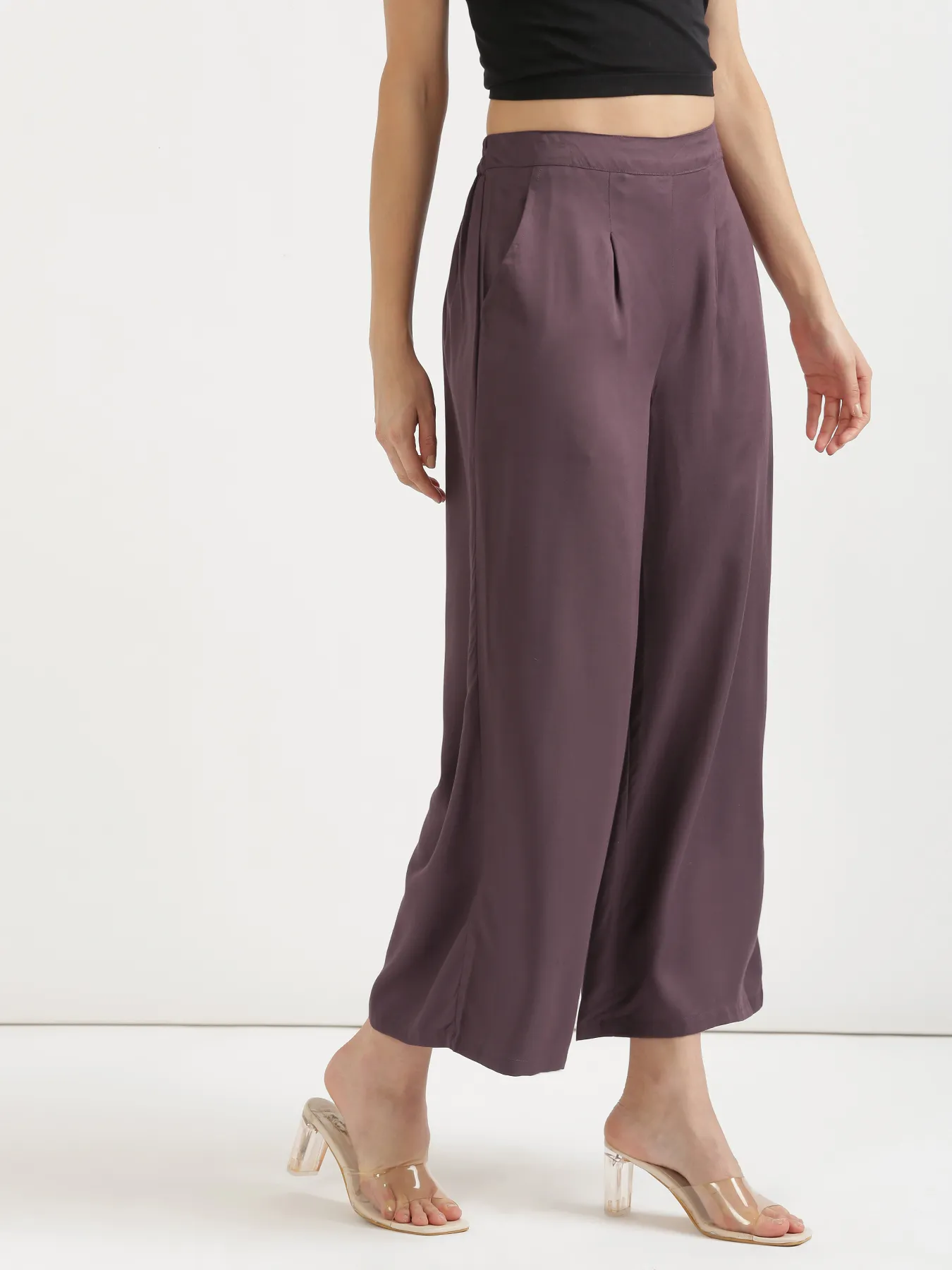 Women Brinjal Viscose Palazzo Pant - Image 8