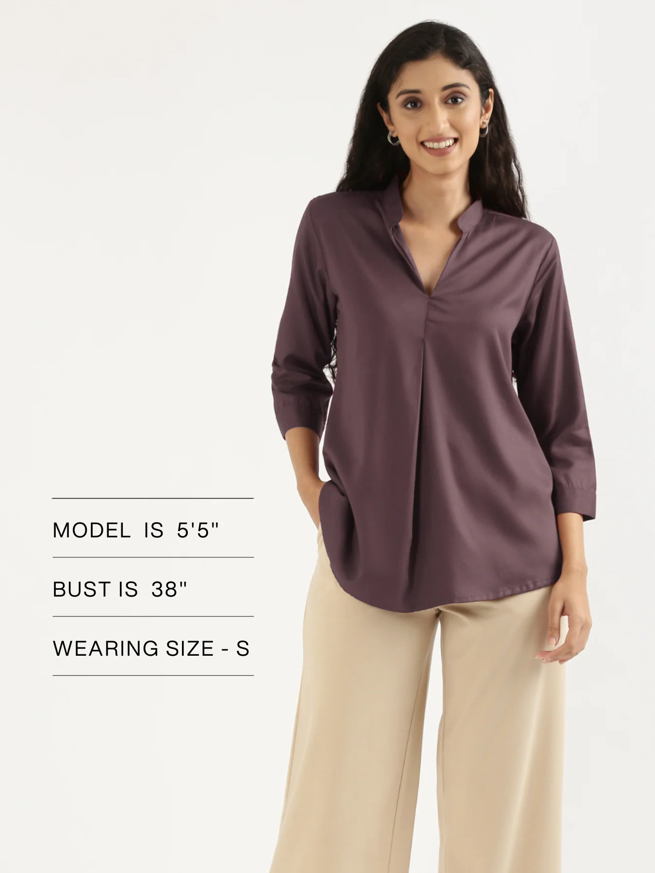 Women Brinjal Viscose Pleated Top - Image 14