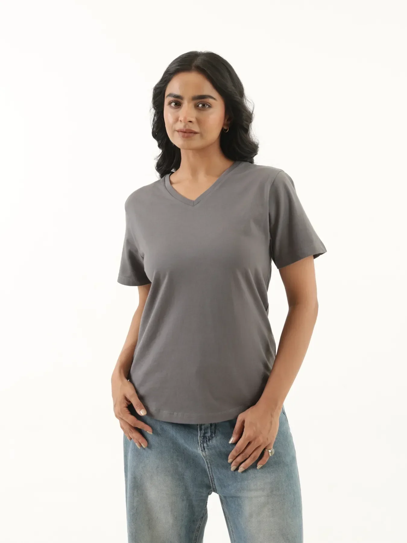 Buy Any 3 Women V-neck T-shirt - Image 4