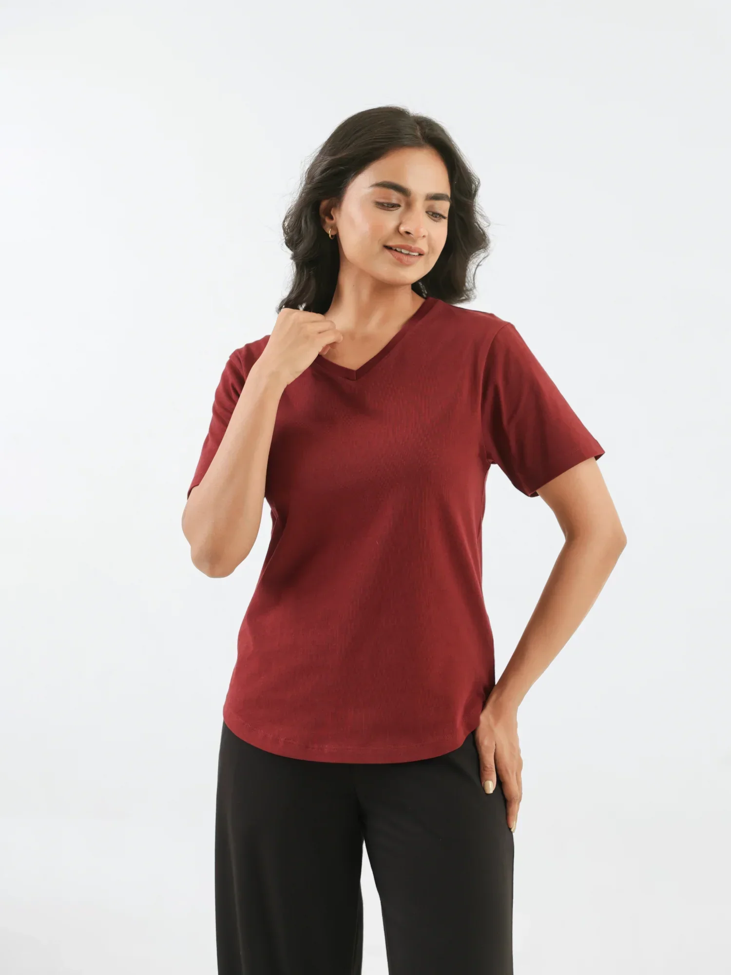 Buy Any 3 Women V-neck T-shirt - Image 5