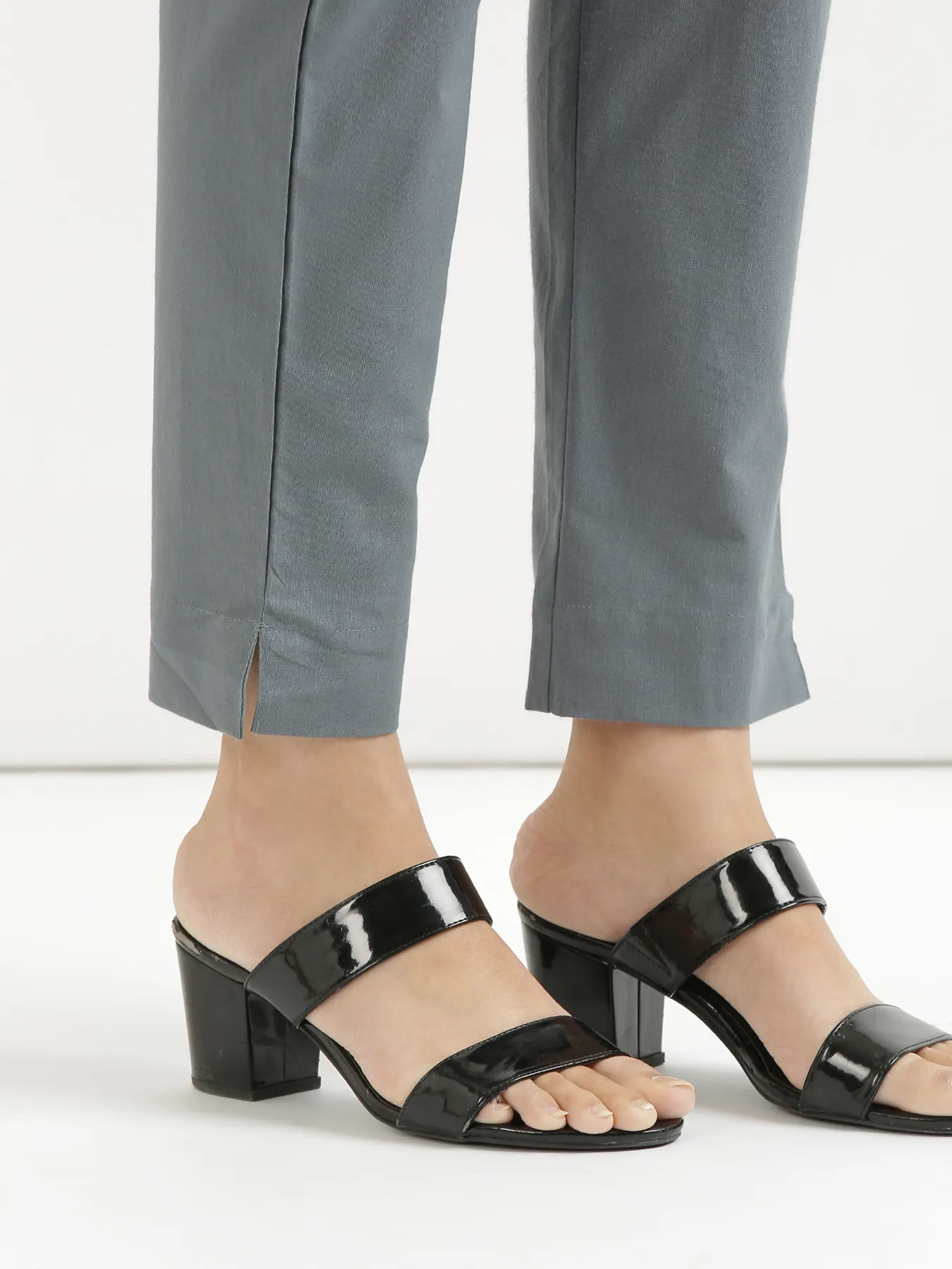 Women Cement Grey Cotton Pant - Image 8