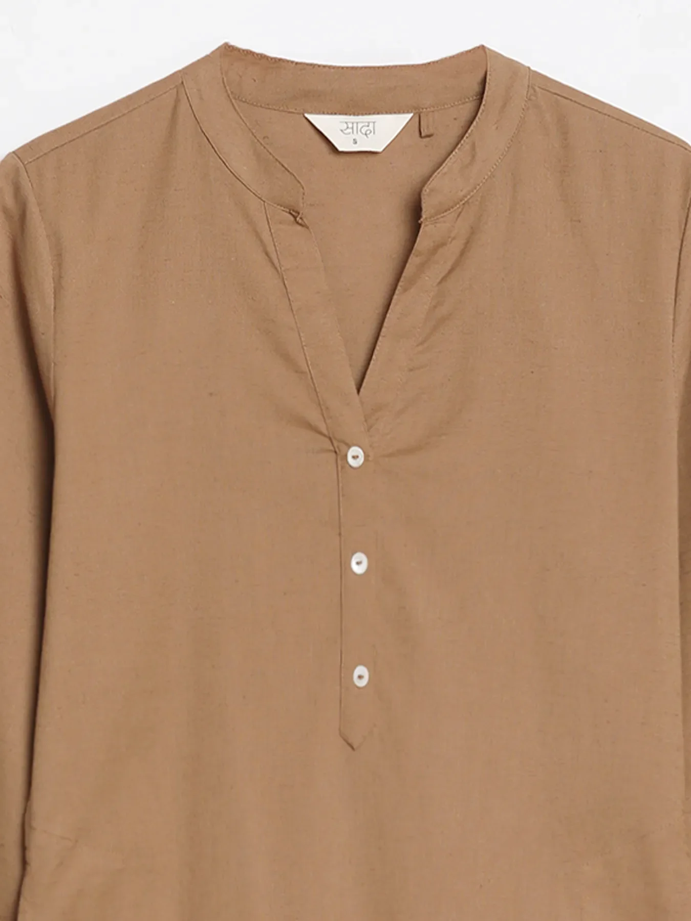 Women Coffee Brown Airy Linen Long Kurta - Image 15
