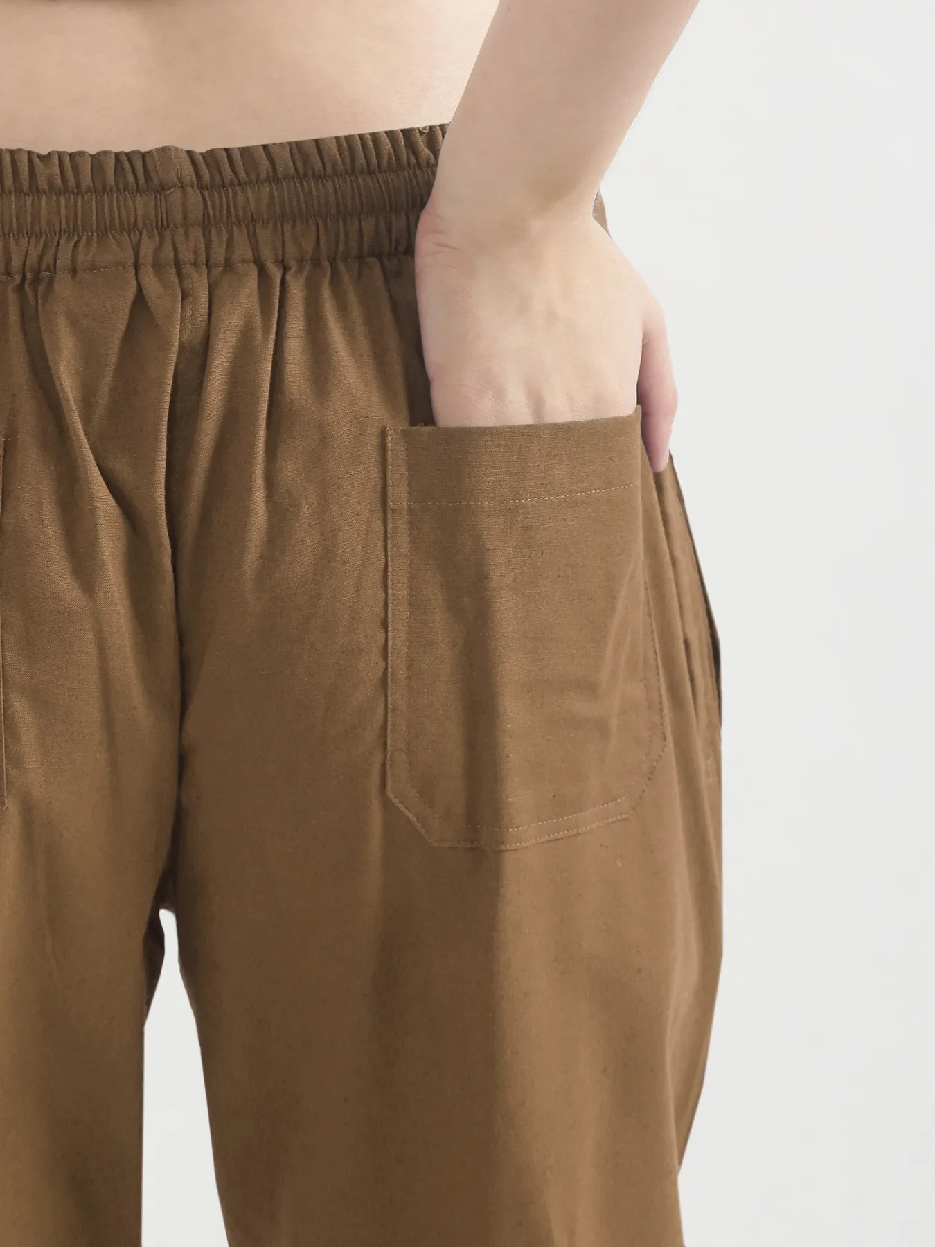 Women Coffee Brown Airy Linen Straight Pants - Image 10