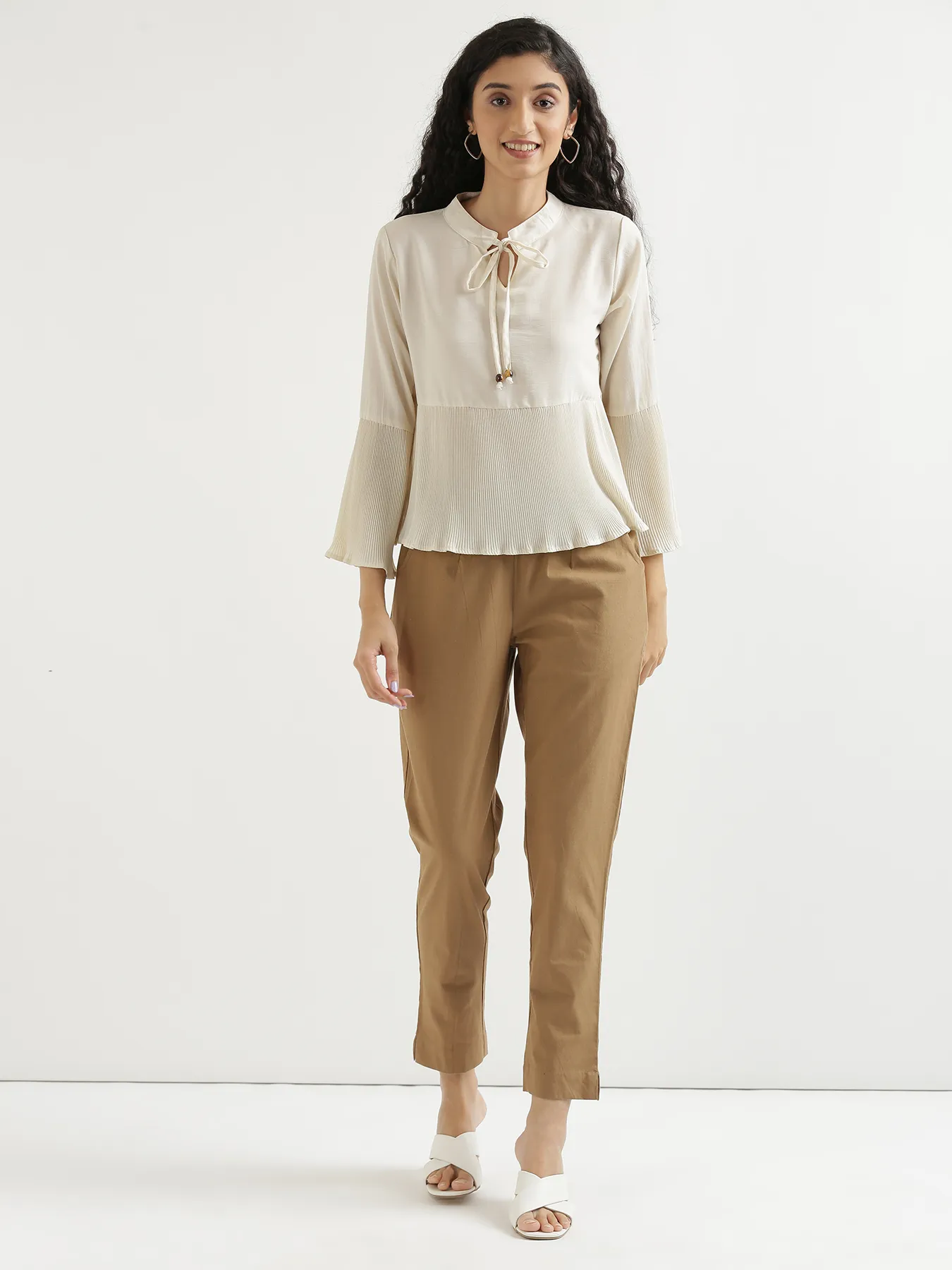 Women Coffee Brown Cotton Pant - Image 11