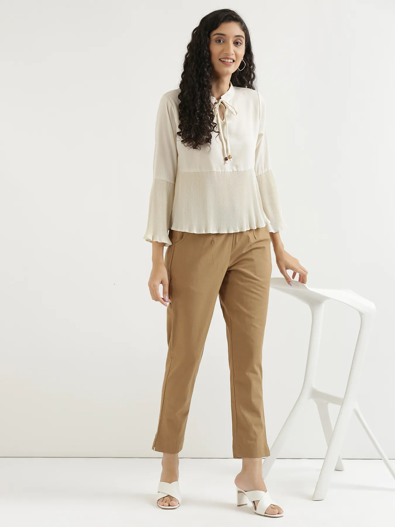 Women Coffee Brown Cotton Pant - Image 12