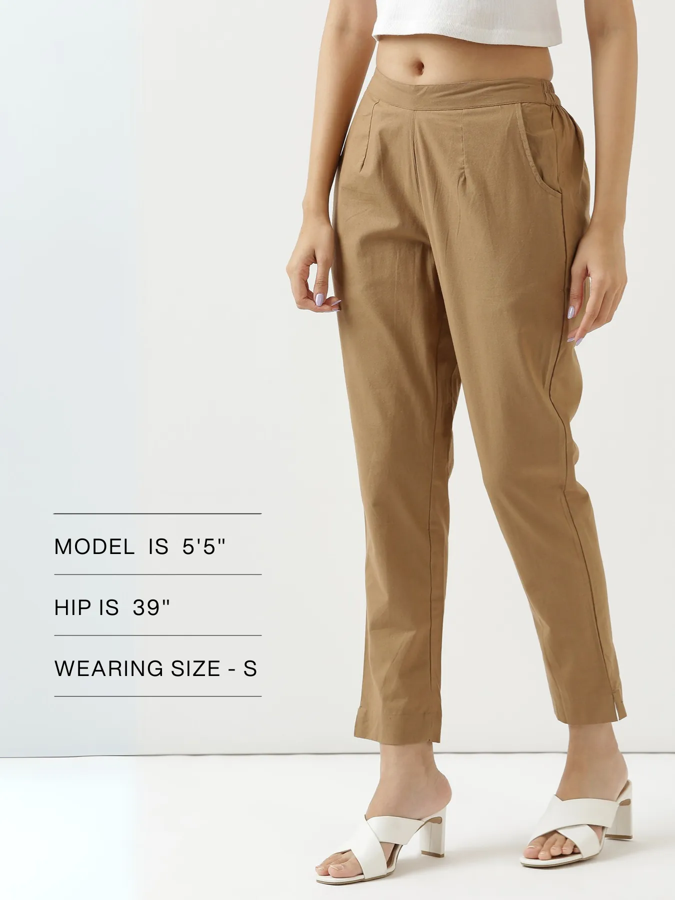 Women Coffee Brown Cotton Pant - Image 14