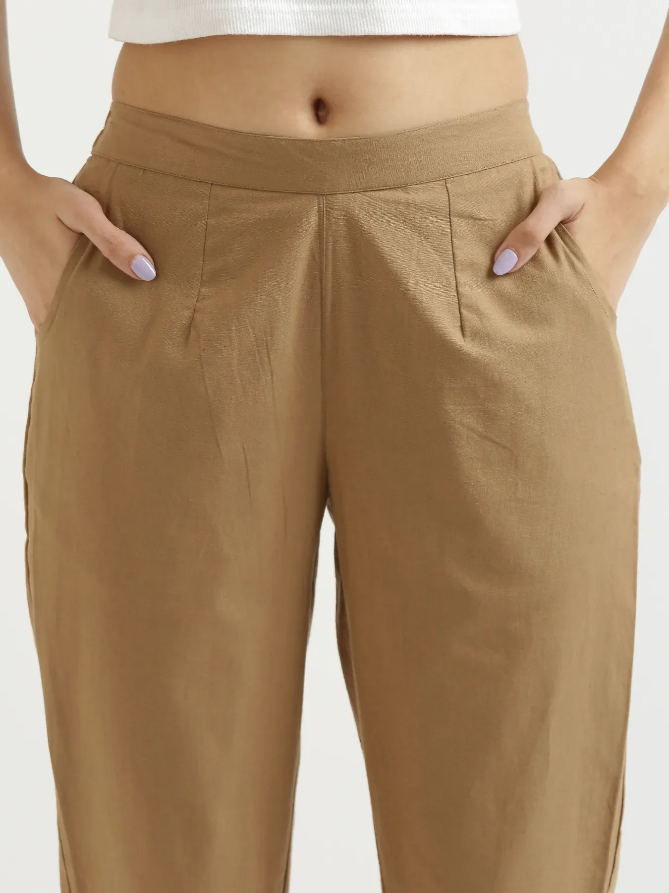 Women Coffee Brown Cotton Pant - Image 5