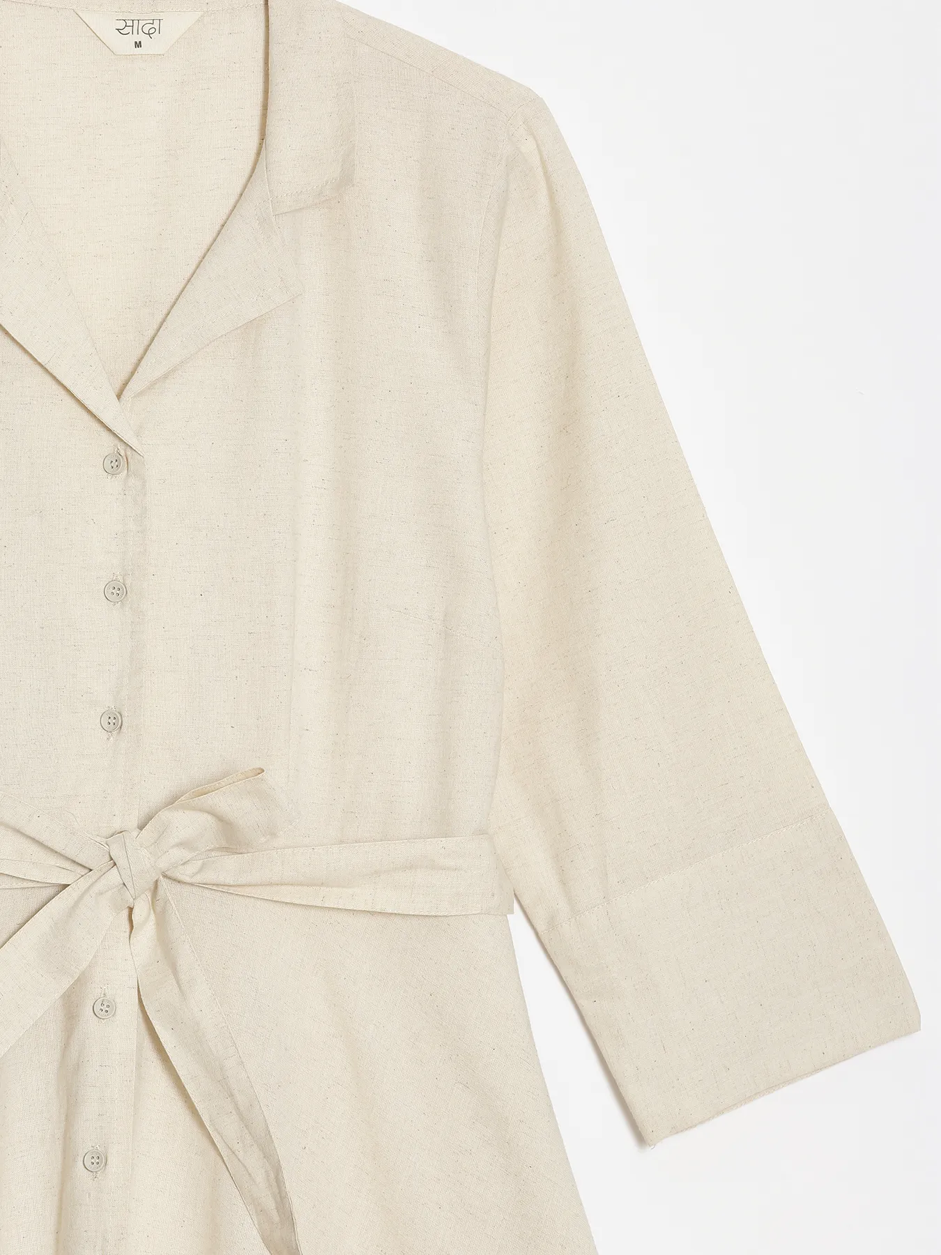 Women Ecru Airy Linen Flared Dress - Image 15