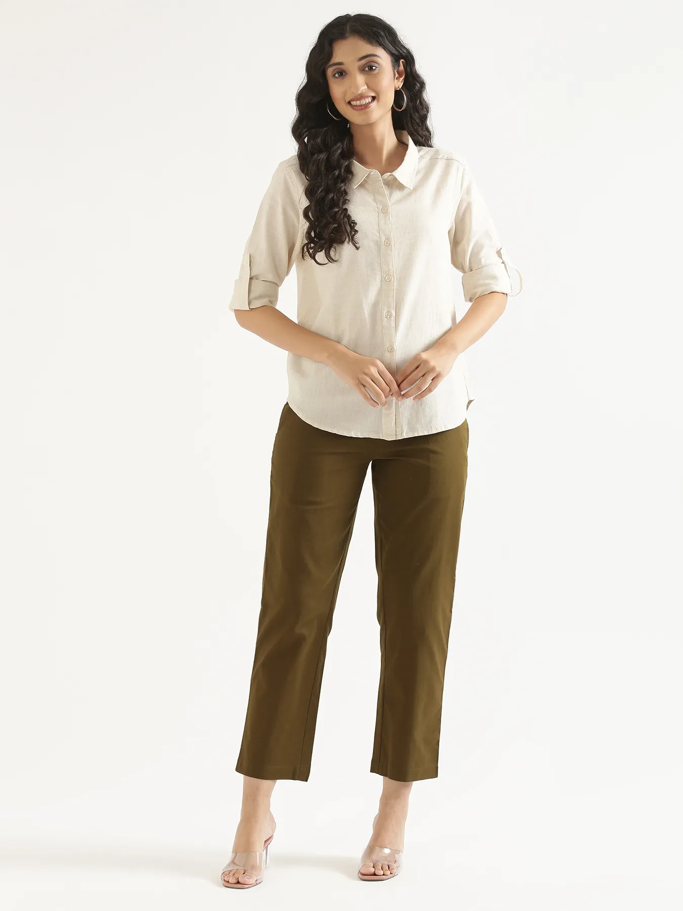 Women Ecru Airy-Linen Shirt - Image 10