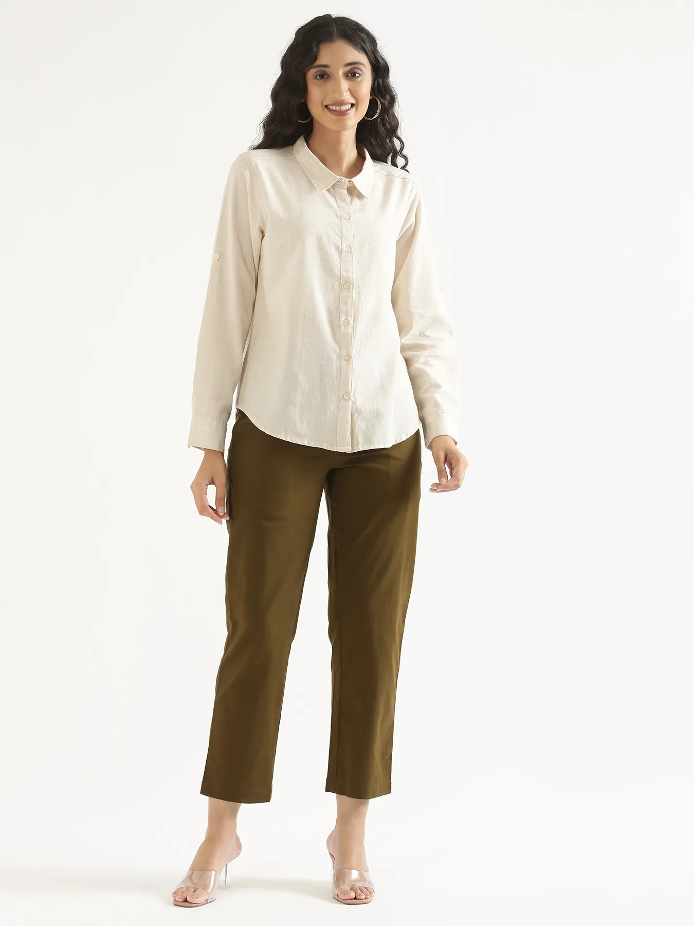 Women Ecru Airy-Linen Shirt - Image 11