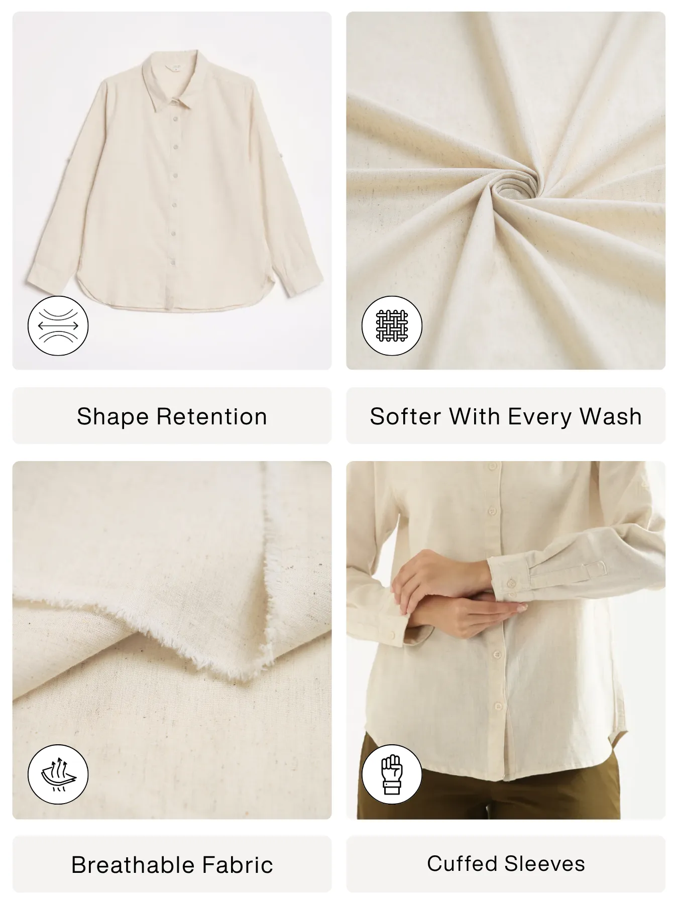 Women Ecru Airy-Linen Shirt - Image 2