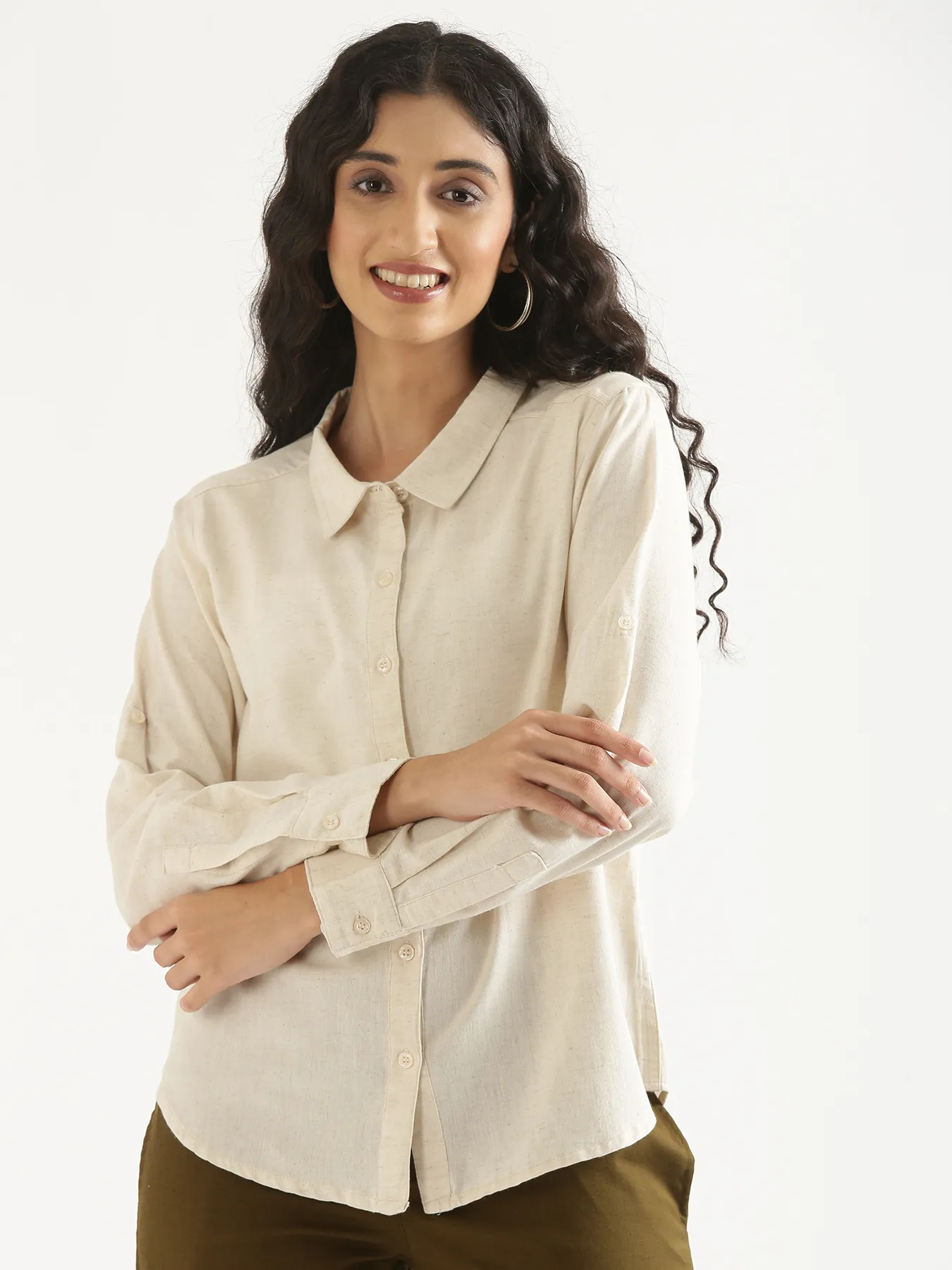 Women Ecru Airy-Linen Shirt - Image 4