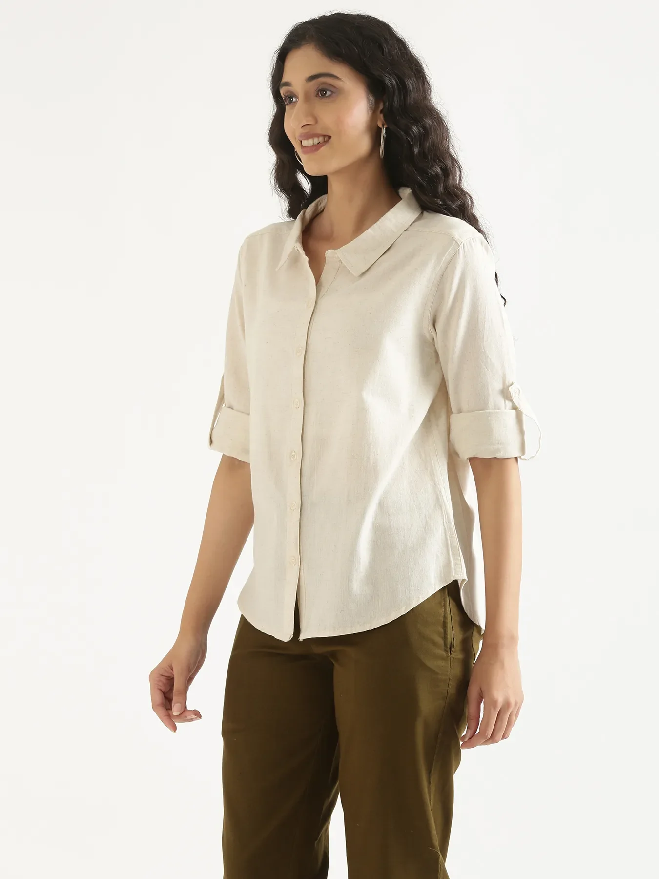 Women Ecru Airy-Linen Shirt - Image 9