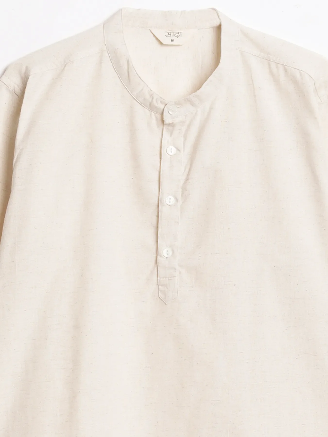 Men Ecru Airy Linen Short Kurta - Image 13