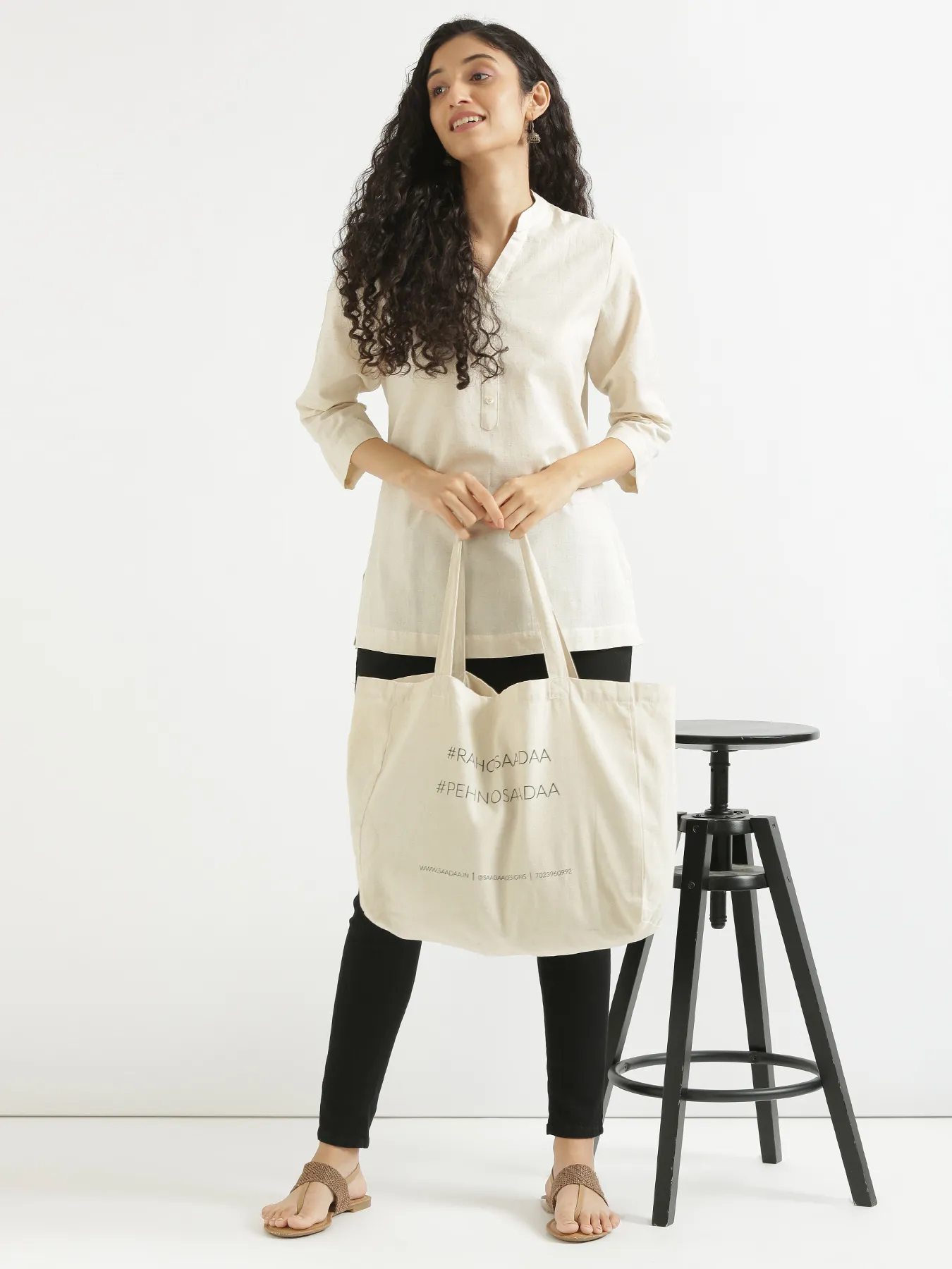 Women Ecru Airy Linen Short Kurta - Image 13