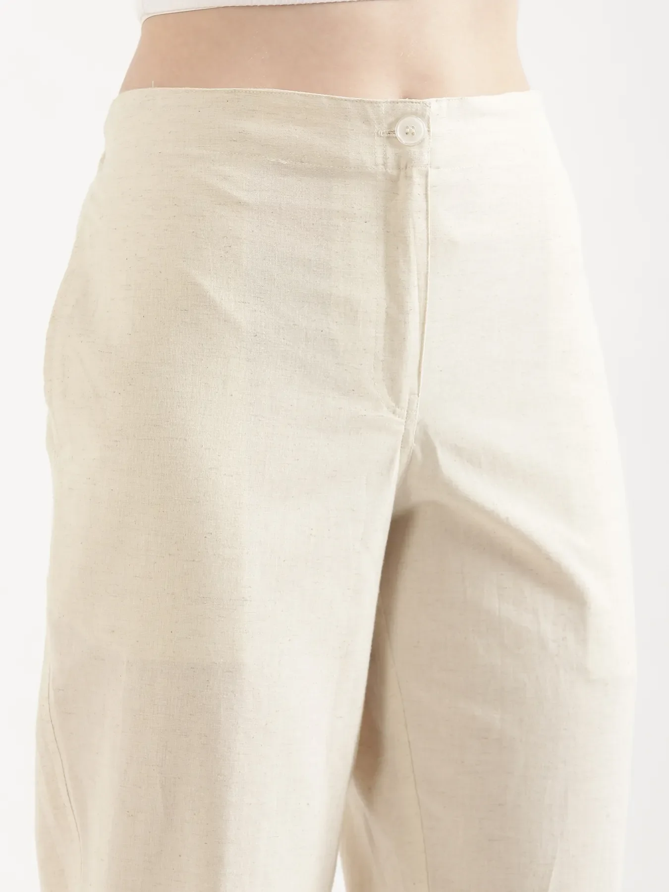 Women Ecru Airy Linen Straight Pants - Image 12