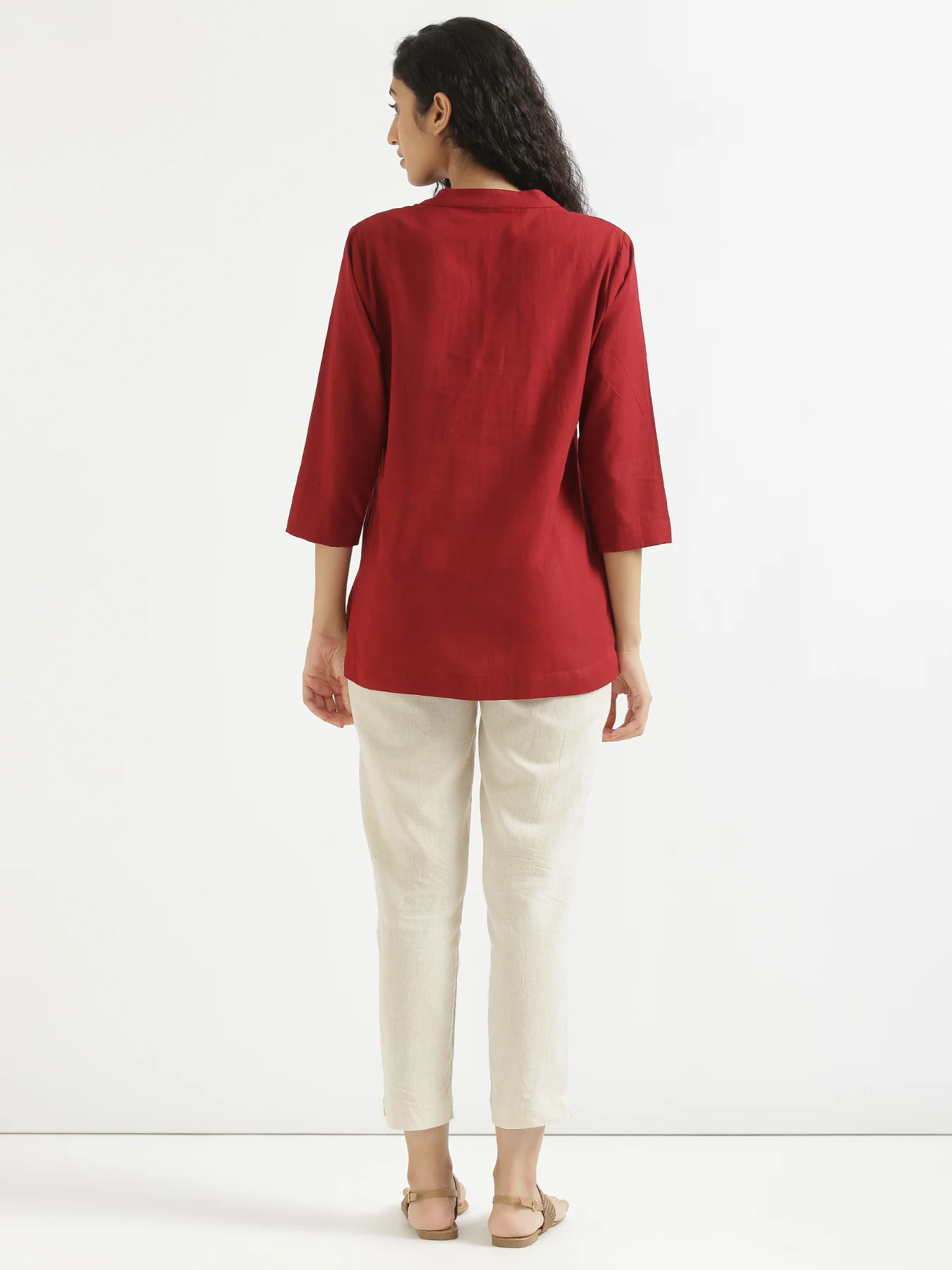 Women Rose Taupe & Maroon Short Kurta - Image 21