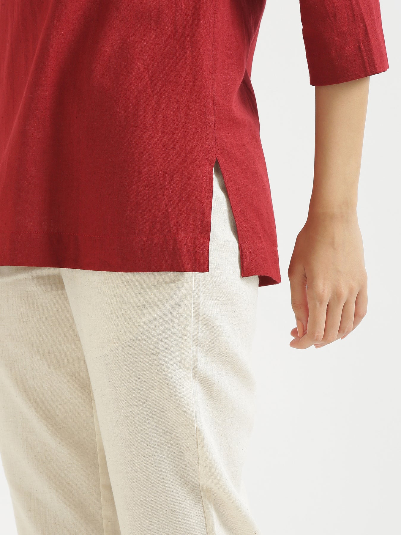 Women Rose Taupe & Maroon Short Kurta - Image 22