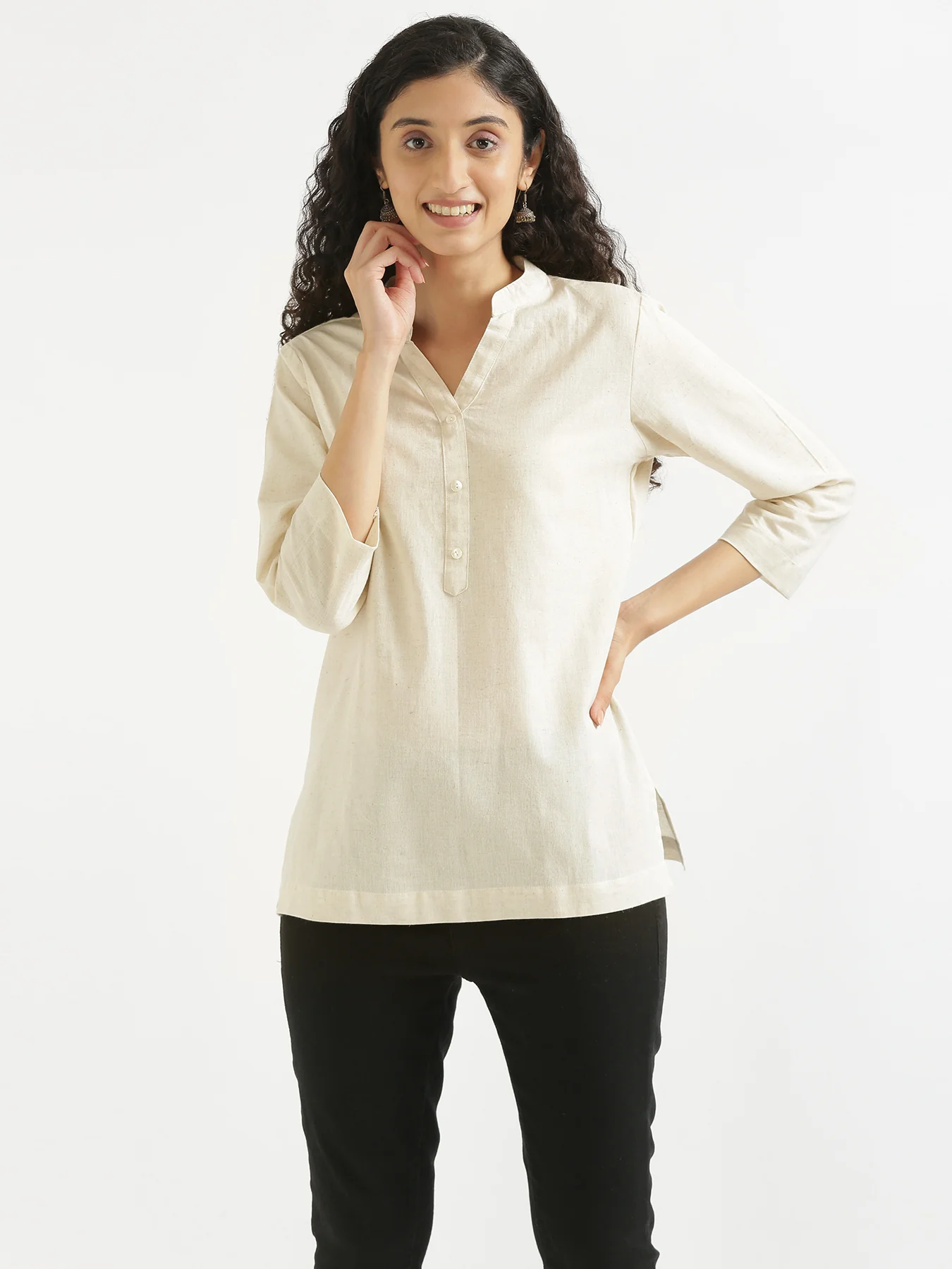 Women Mint Green & Ecru Short Kurta - Image 19