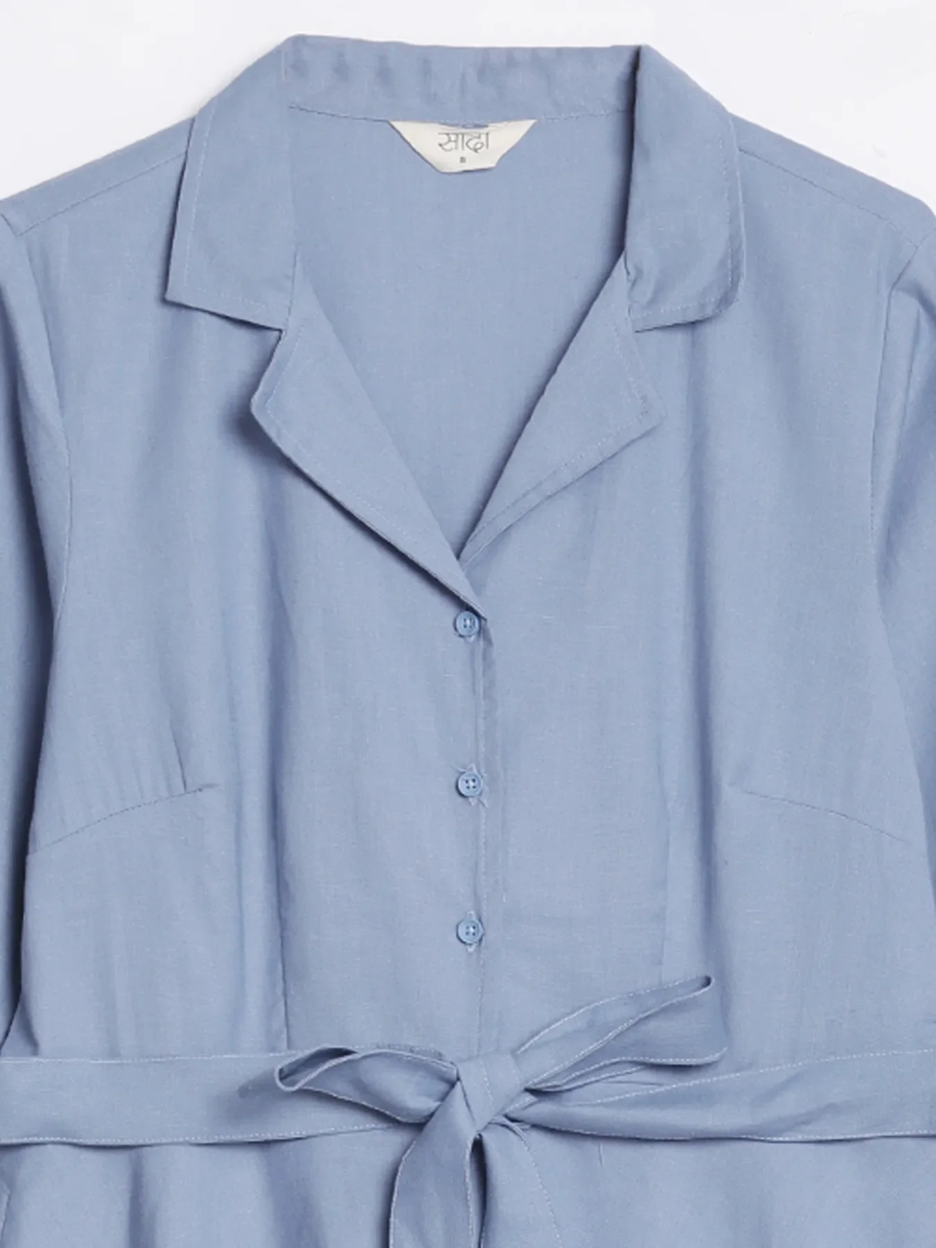 Women English Blue Airy Linen Flared Dress - Image 16